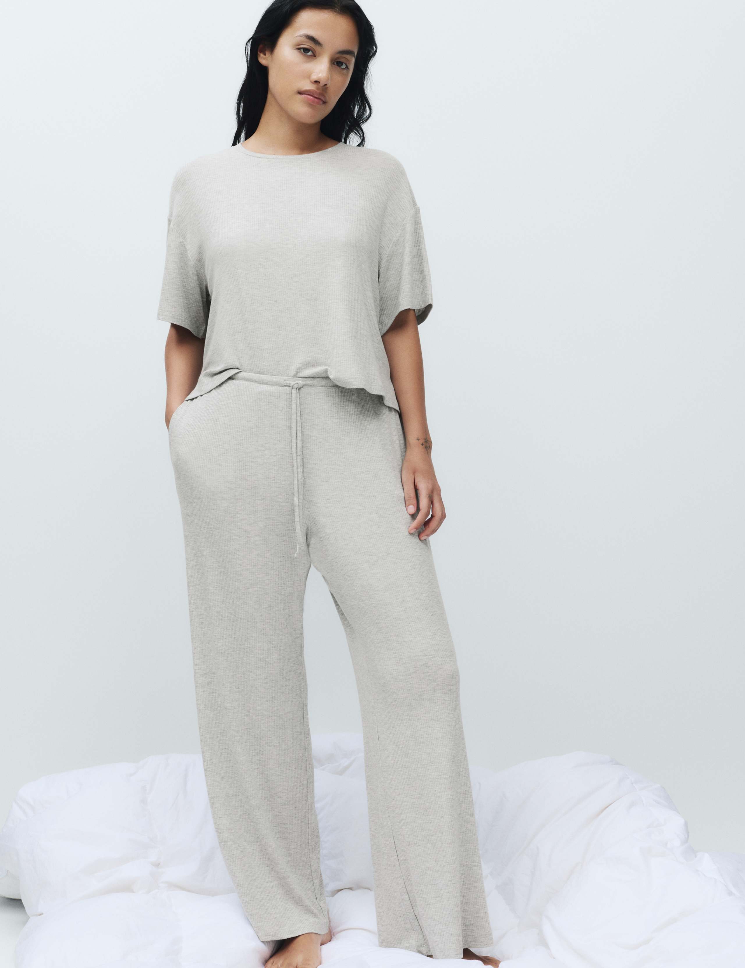 Modal Rich Ribbed Pyjama Bottoms 1 of 5