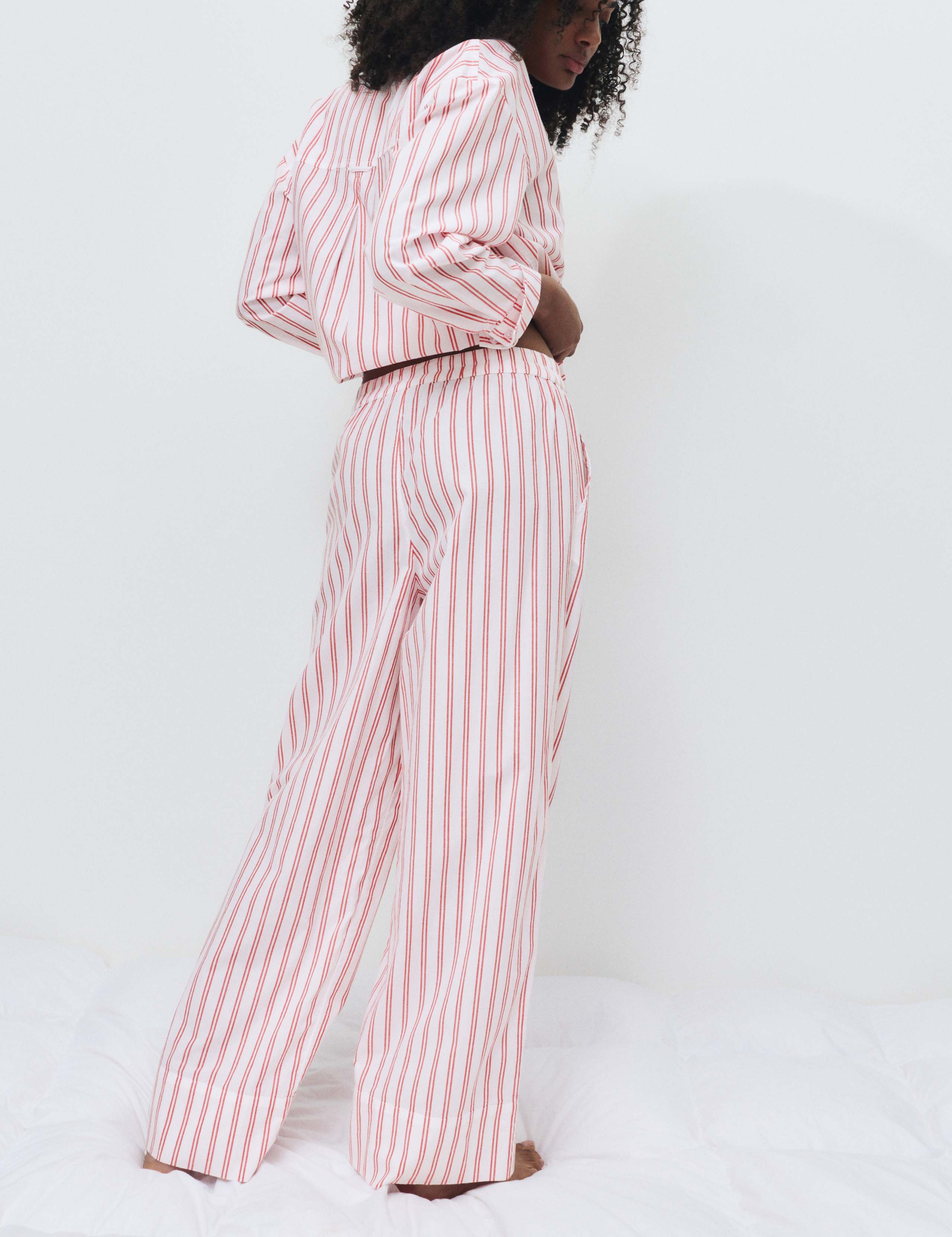 Pure Cotton Striped Wide Leg Pyjama Bottoms 4 of 6