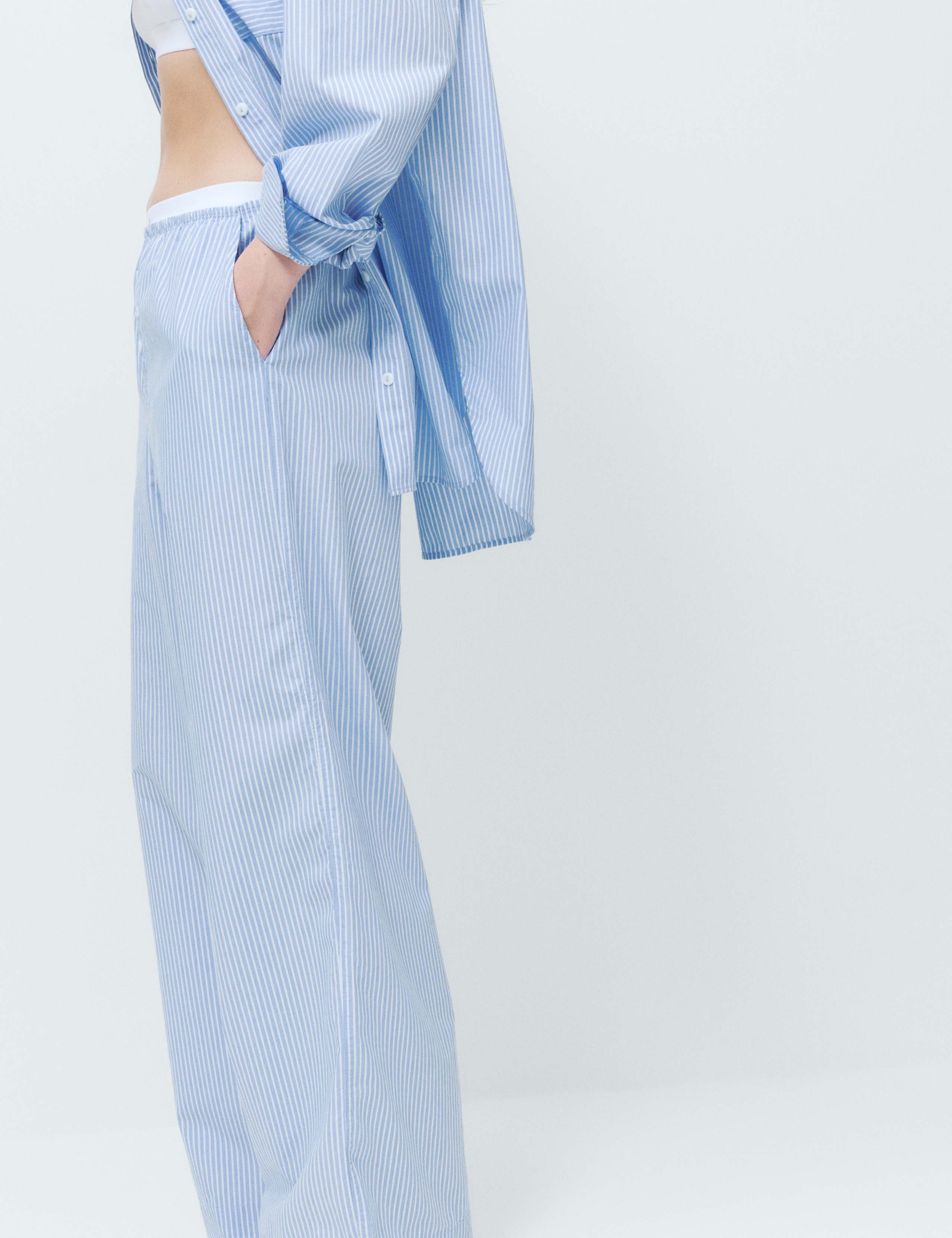 Pure Cotton Poplin Striped Pyjama Bottoms 3 of 6