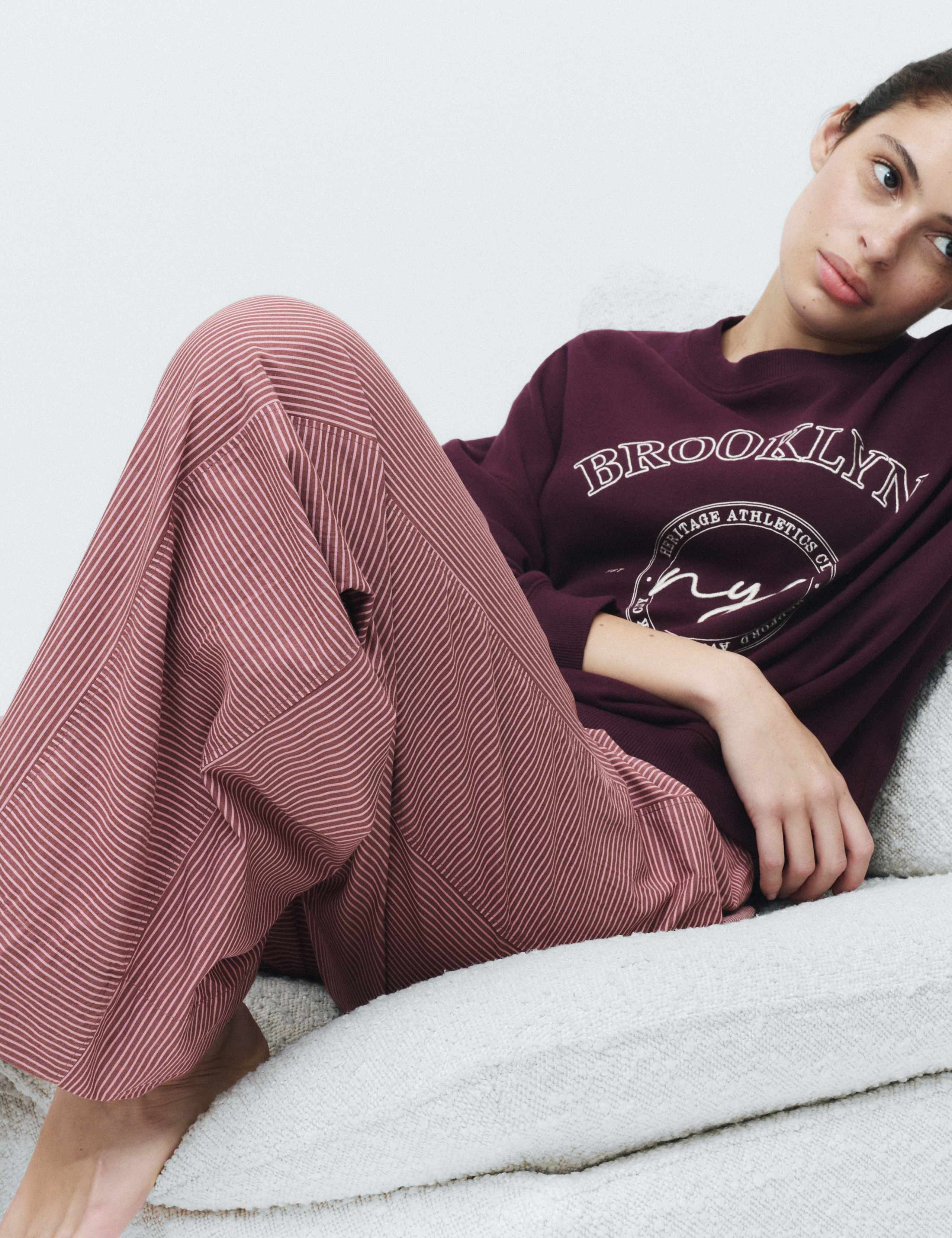 Pure Cotton Poplin Striped Pyjama Bottoms 4 of 5