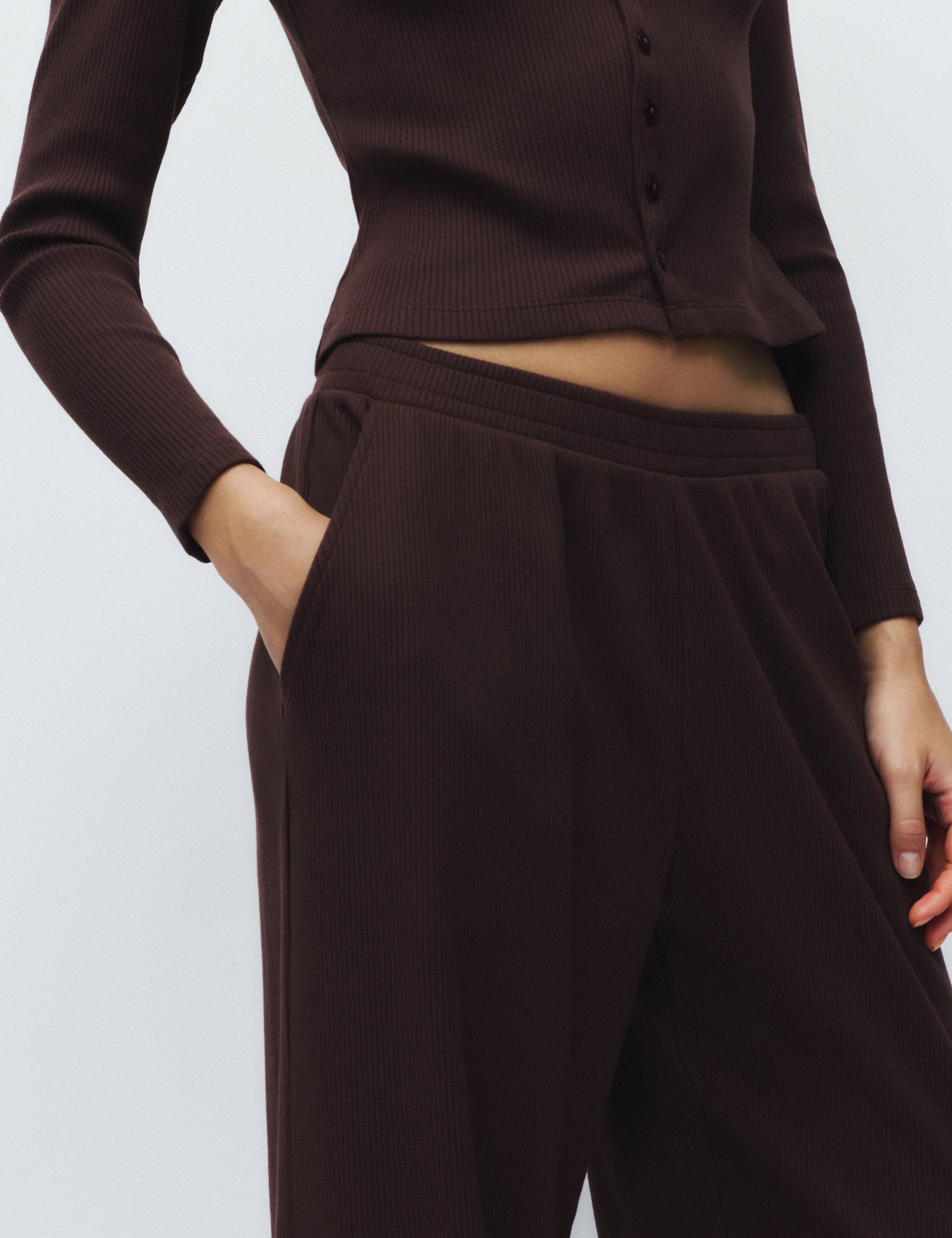 Cotton Rich Ribbed Lounge Pyjama Bottoms 3 of 4