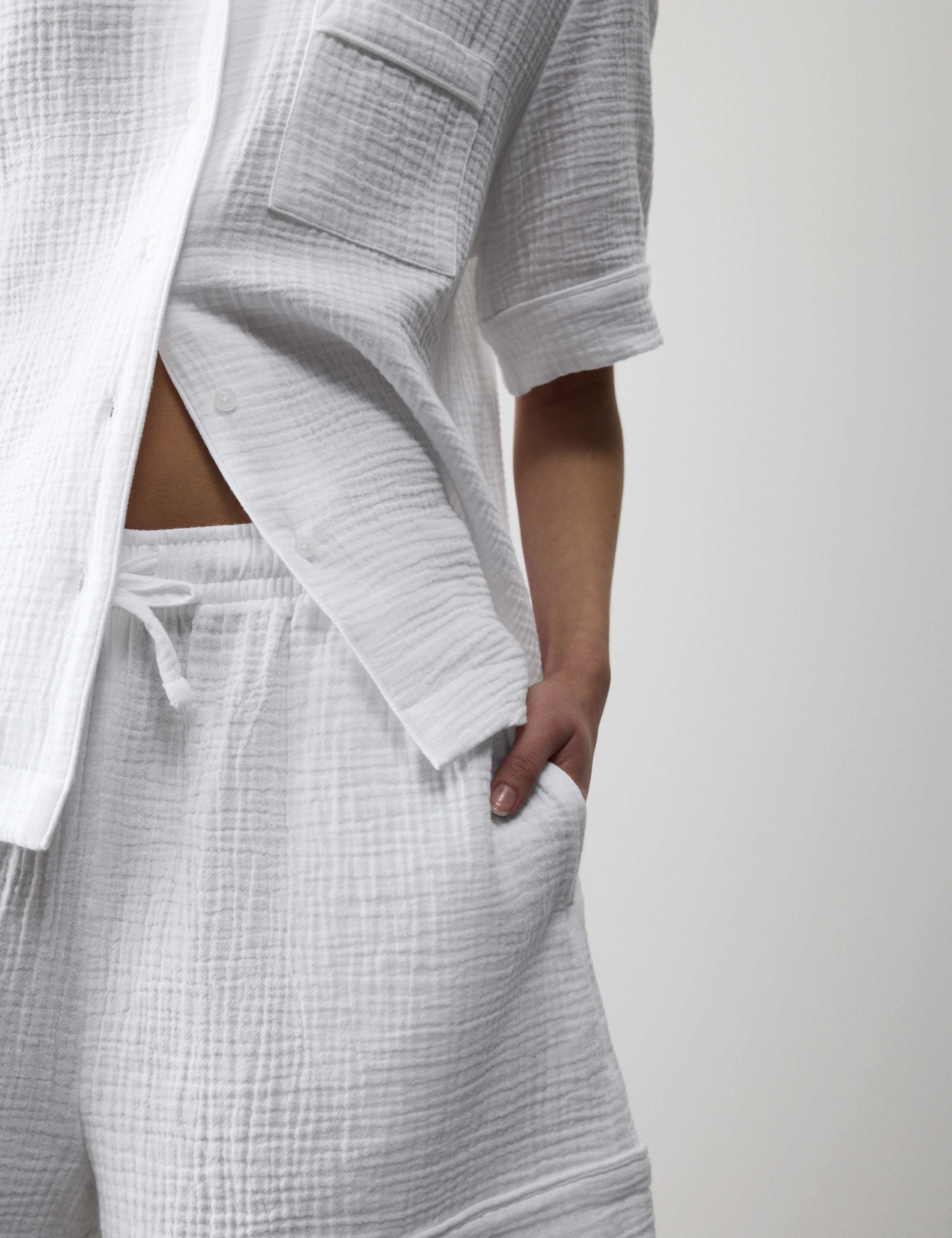 Pure Cotton Muslin Revere Shortie Set 5 of 5