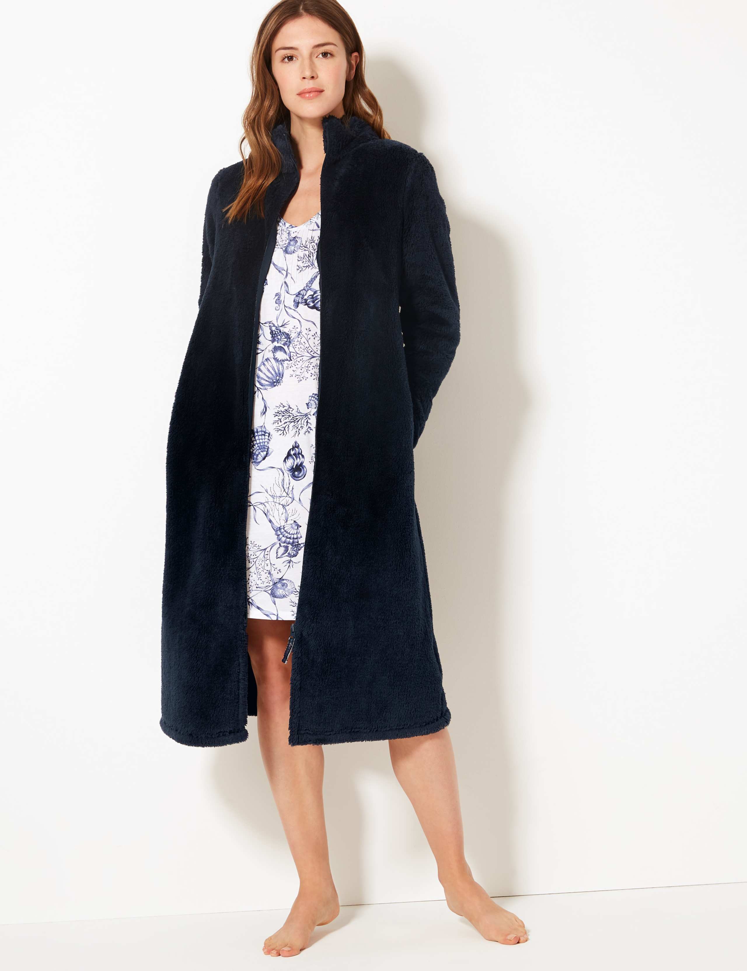 Fleece Zip-up Dressing Gown 1 of 4