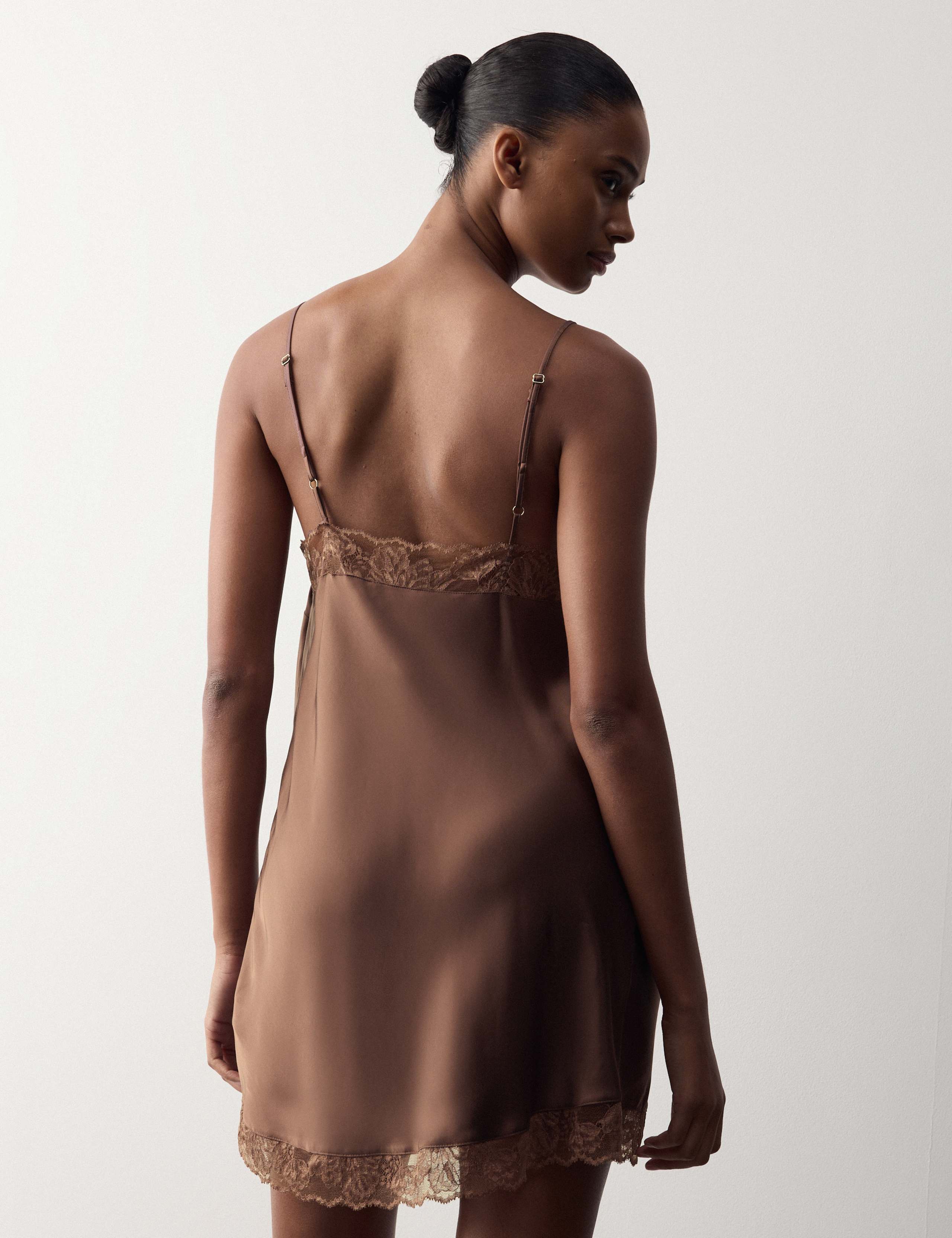 Satin Strappy Lace Detail Chemise 5 of 6