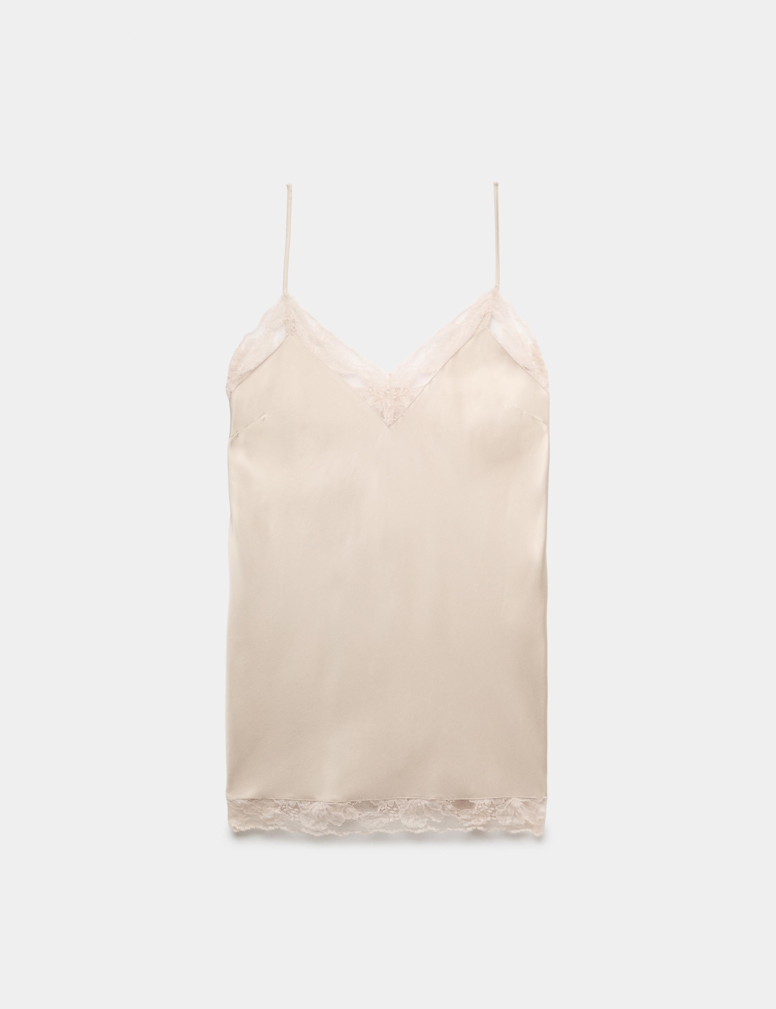 Satin Strappy Lace Detail Chemise 2 of 6
