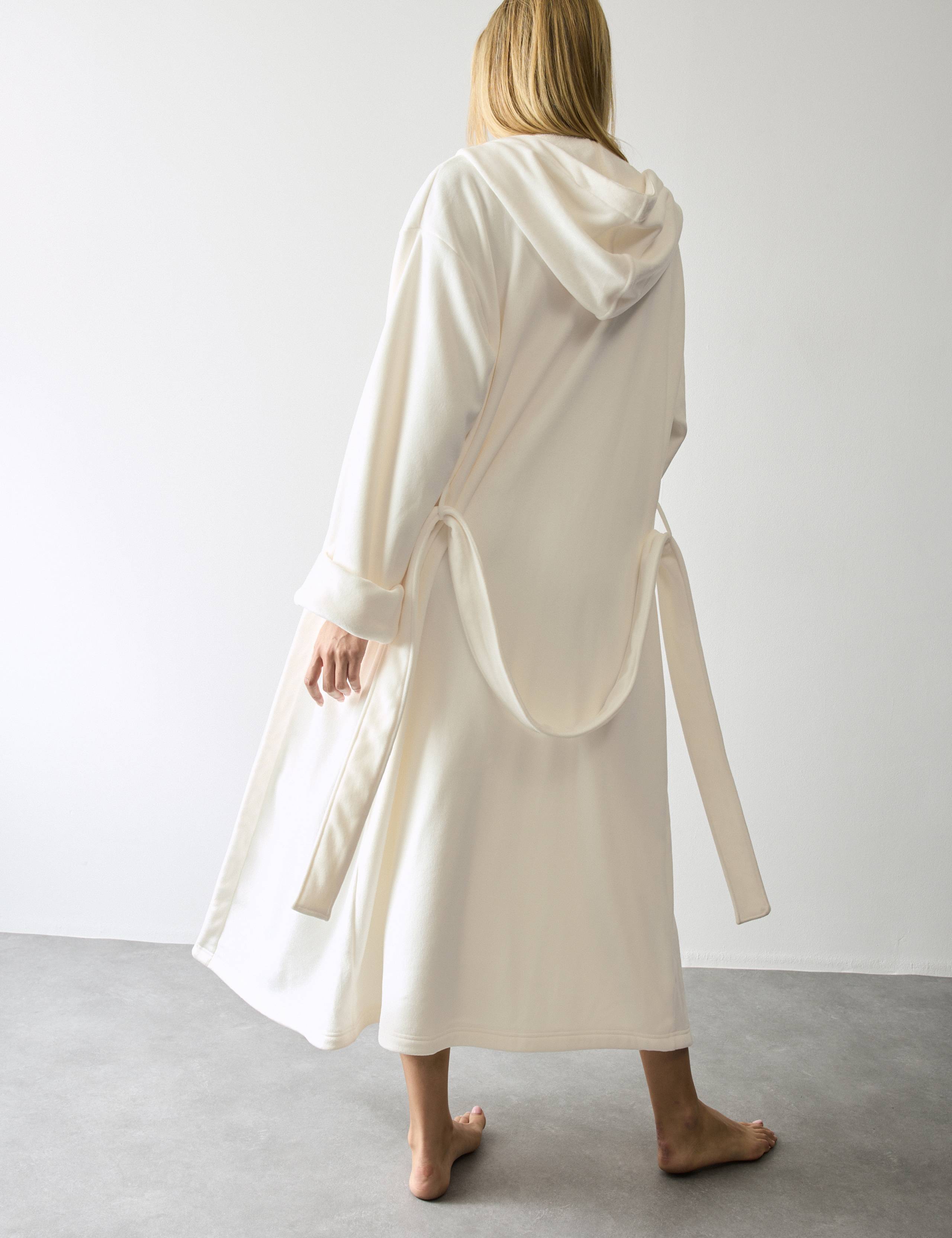 Velvet Fleece Tie Hooded Dressing Gown 4 of 5