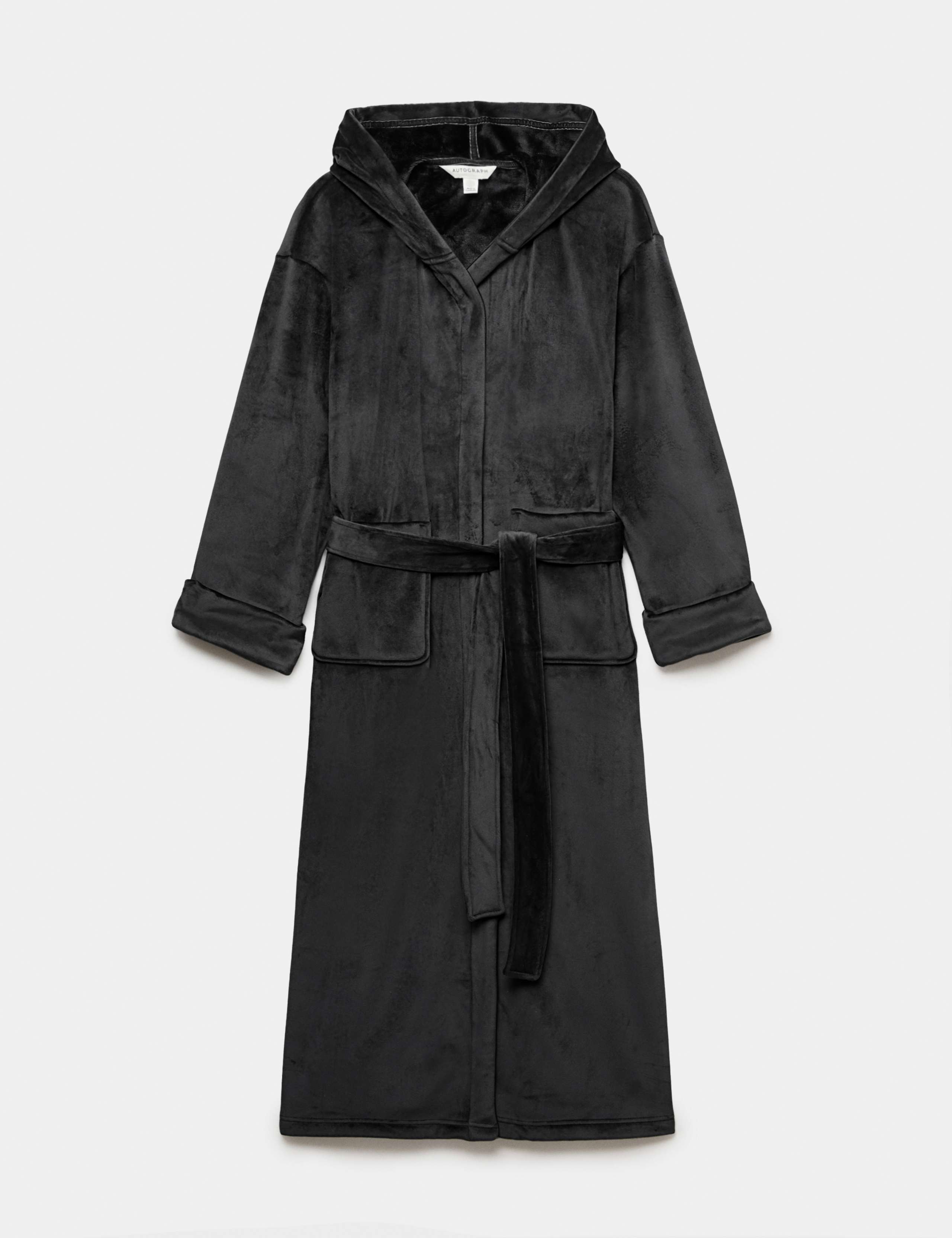 Velvet Fleece Tie Hooded Dressing Gown 2 of 6