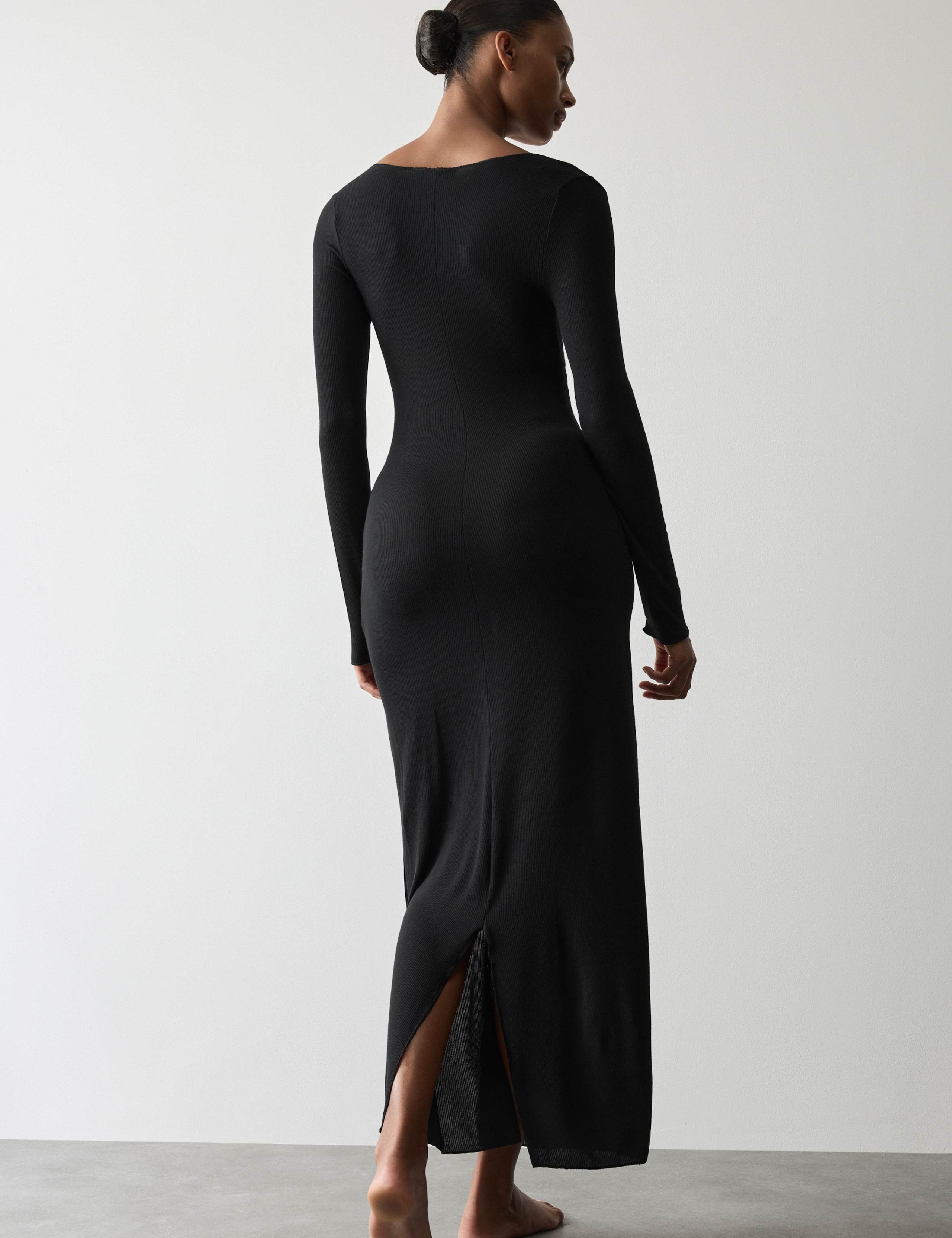 Sheer Ribbed Long Sleeve Nightdress 4 of 5