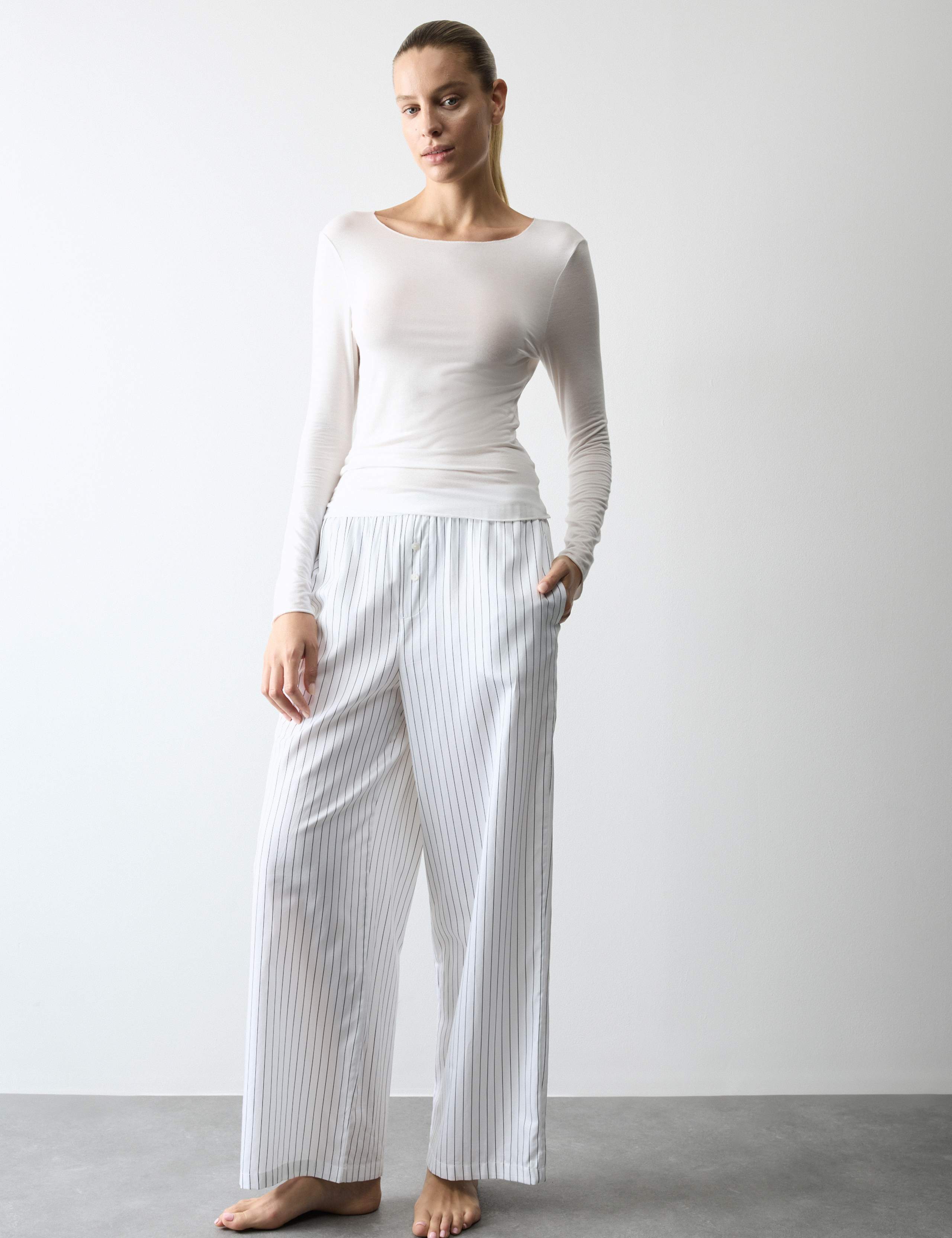 Pure Cotton Striped Wide Leg Pyjama Bottoms 4 of 5