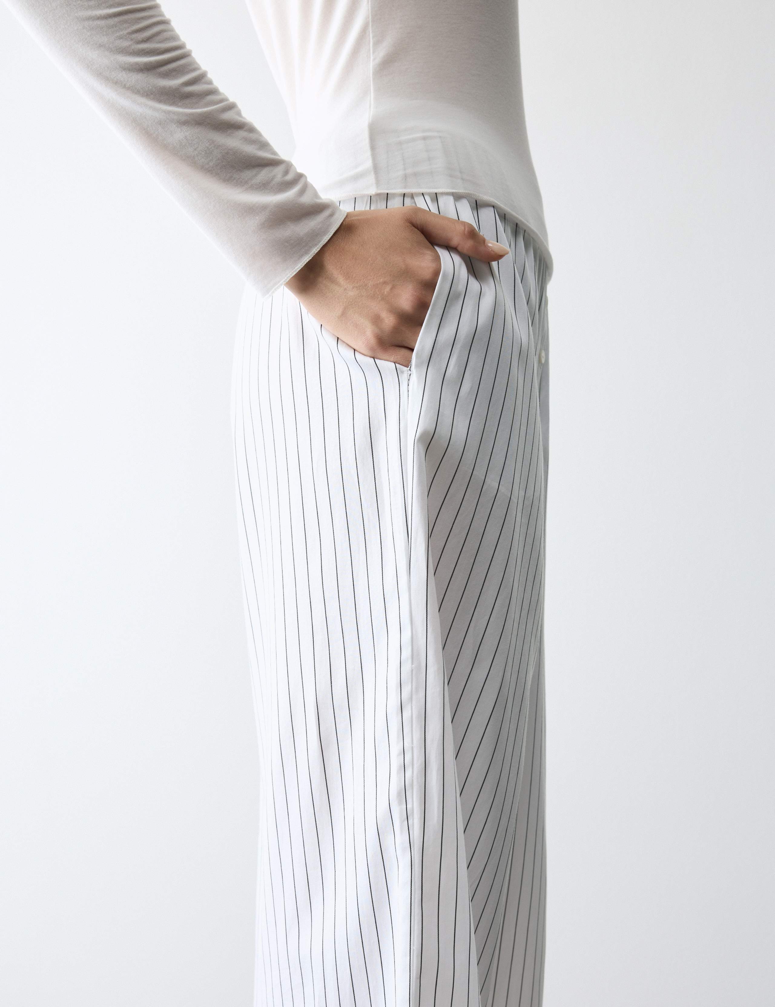 Pure Cotton Striped Wide Leg Pyjama Bottoms 5 of 5