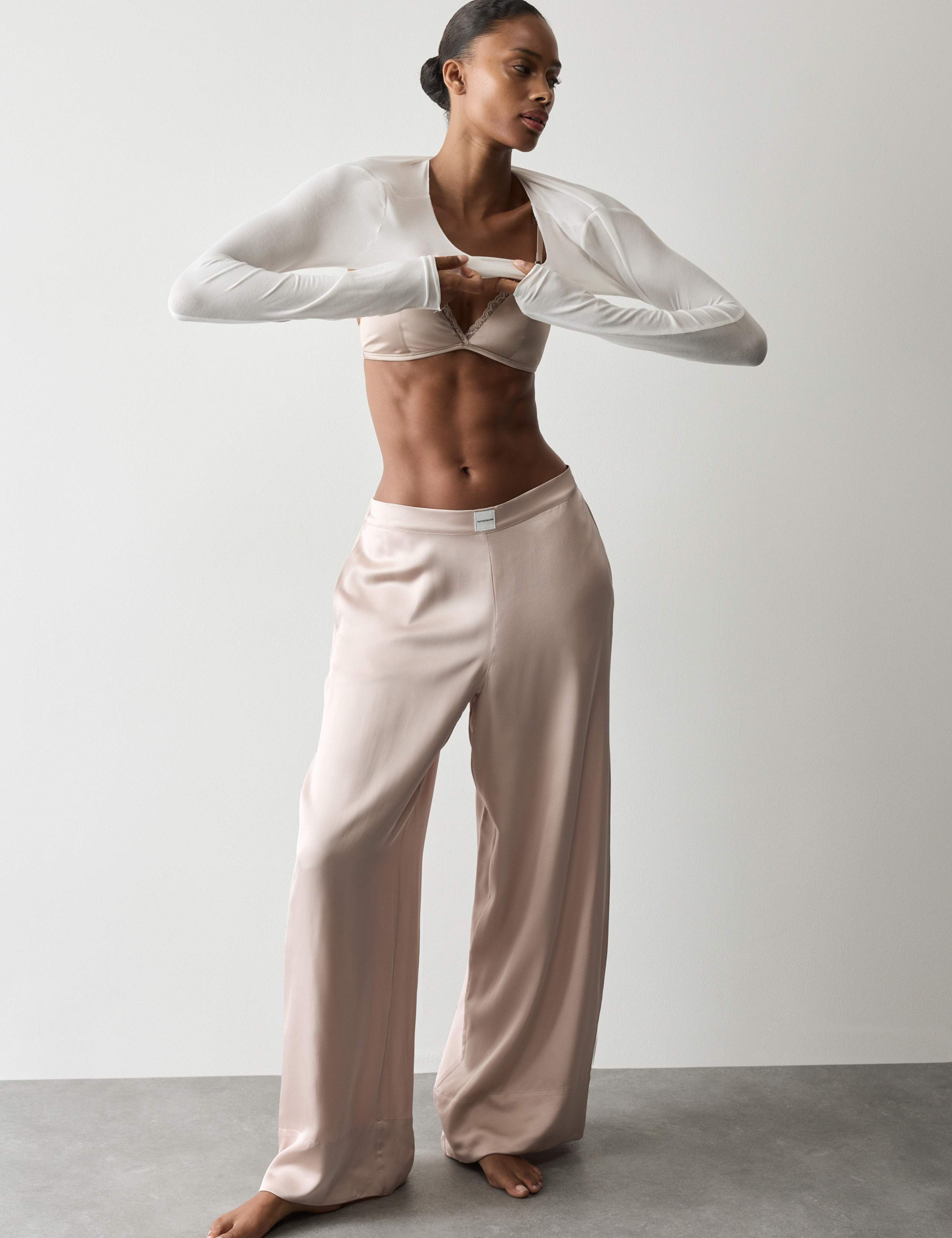 Premium Satin Wide Leg Pyjama Bottoms 1 of 6
