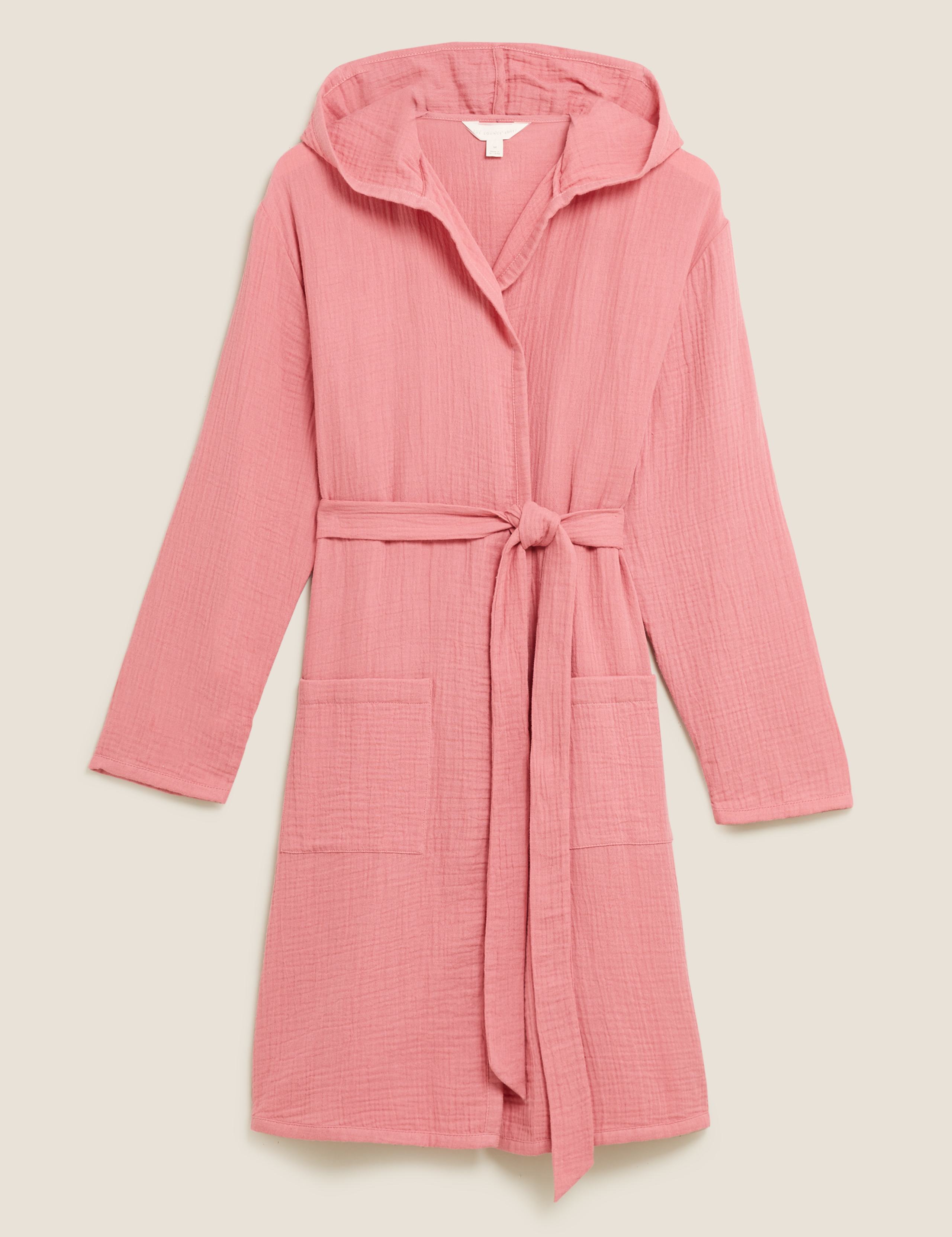 Pure Cotton Muslin Hooded Dressing Gown 2 of 6