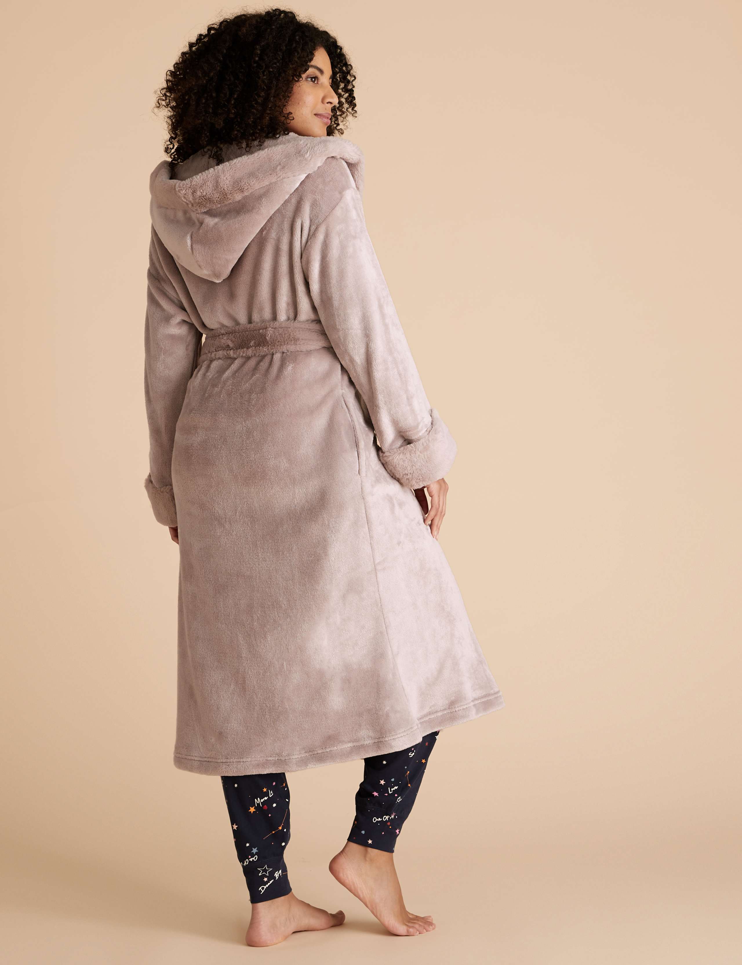 Fleece Fur Trim Long Dressing Gown 4 of 4