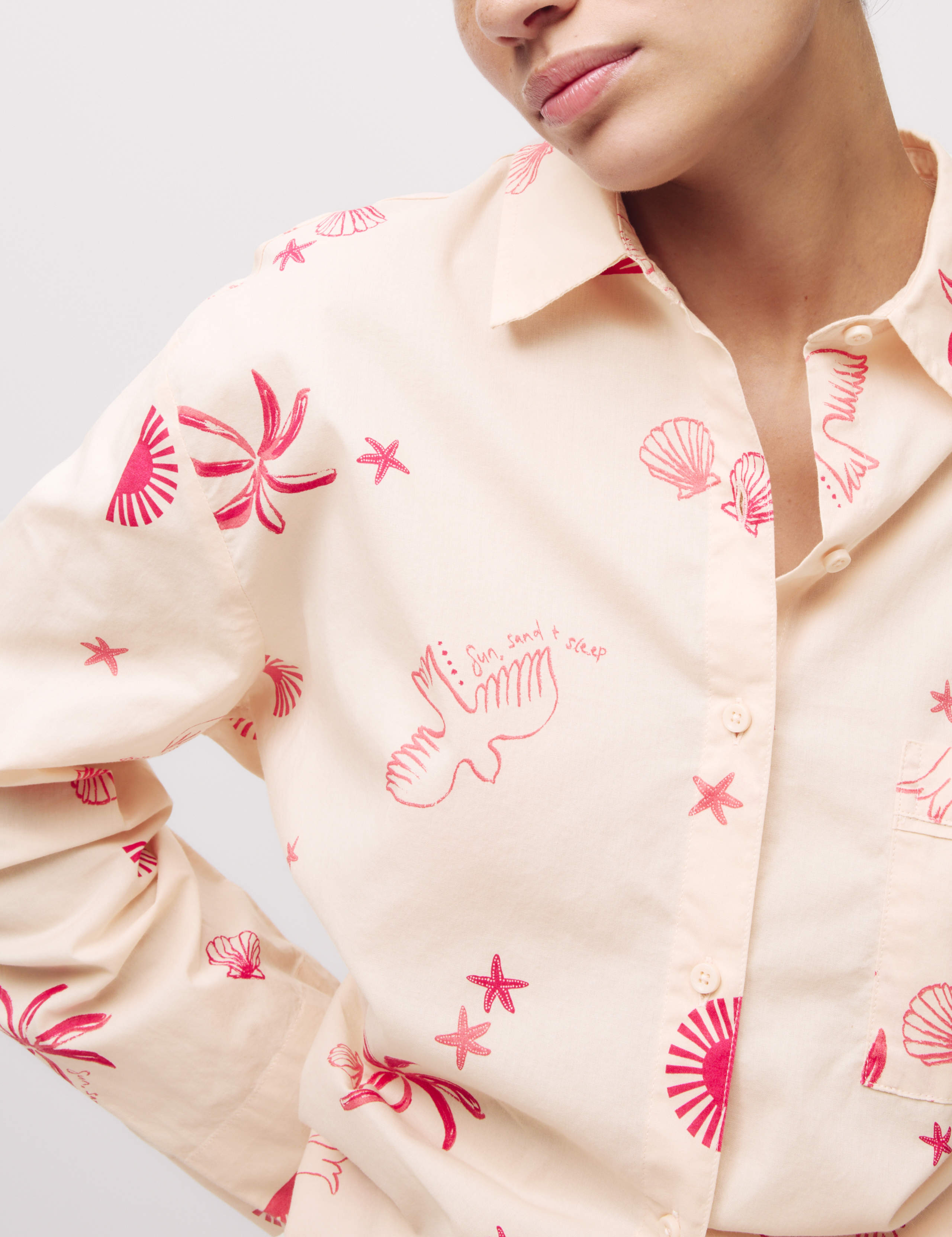 Pure Cotton Printed Revere Pyjama Set 3 of 5