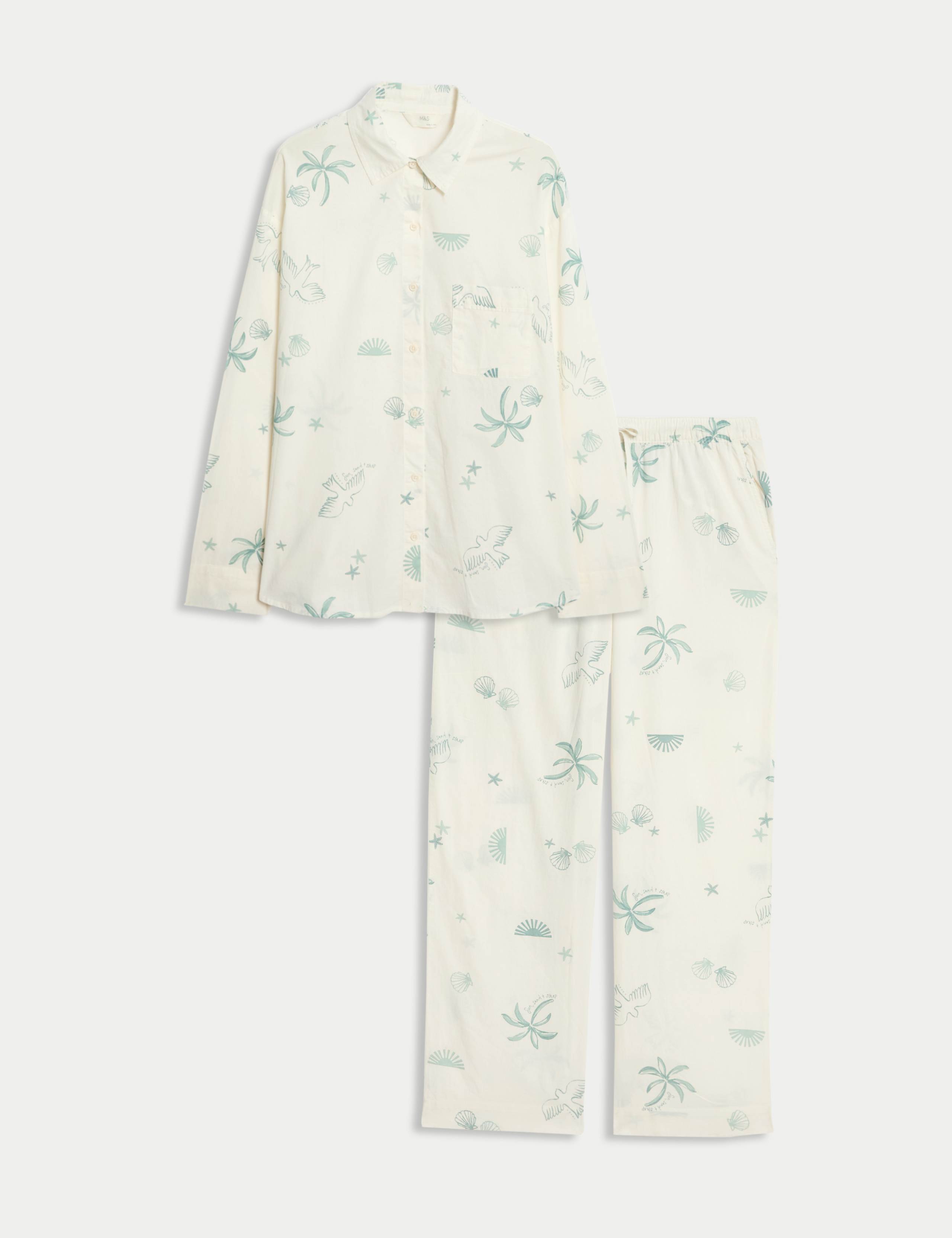 Pure Cotton Printed Revere Pyjama Set 2 of 5