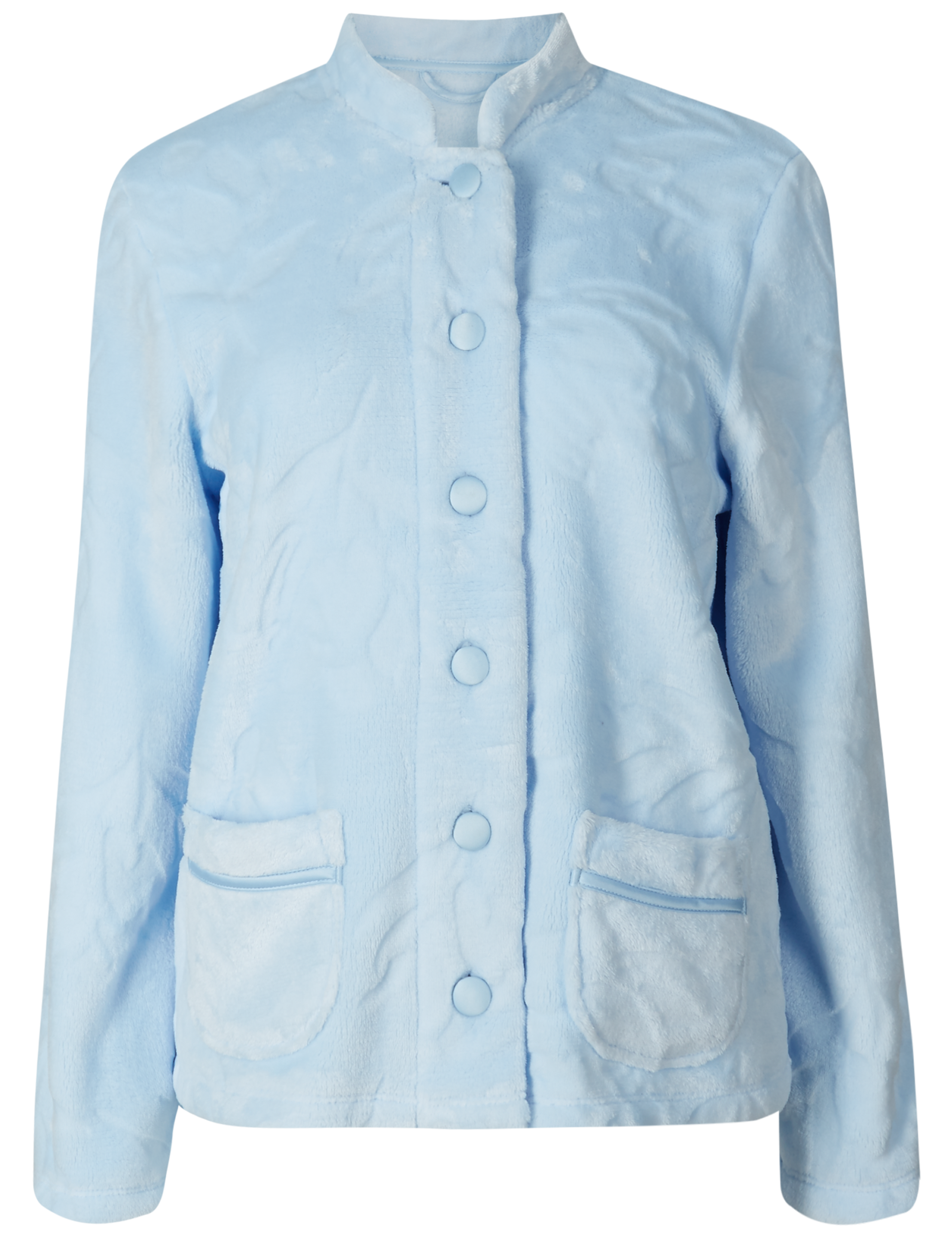 Fleece Carved Button Long Sleeve Bed Jacket 5 of 6