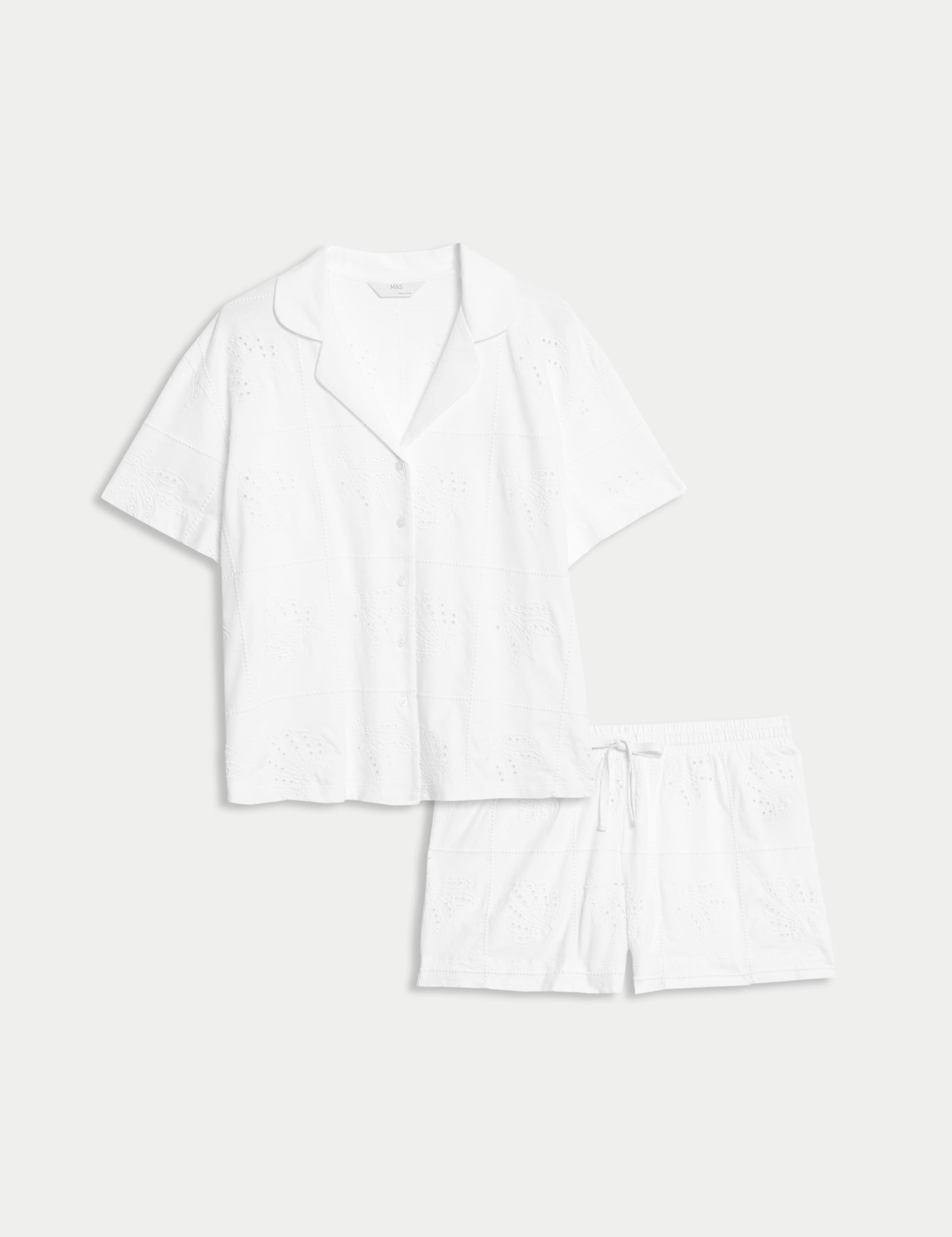 Pure Cotton Jersey Embroidered Shortie Set 2 of 5