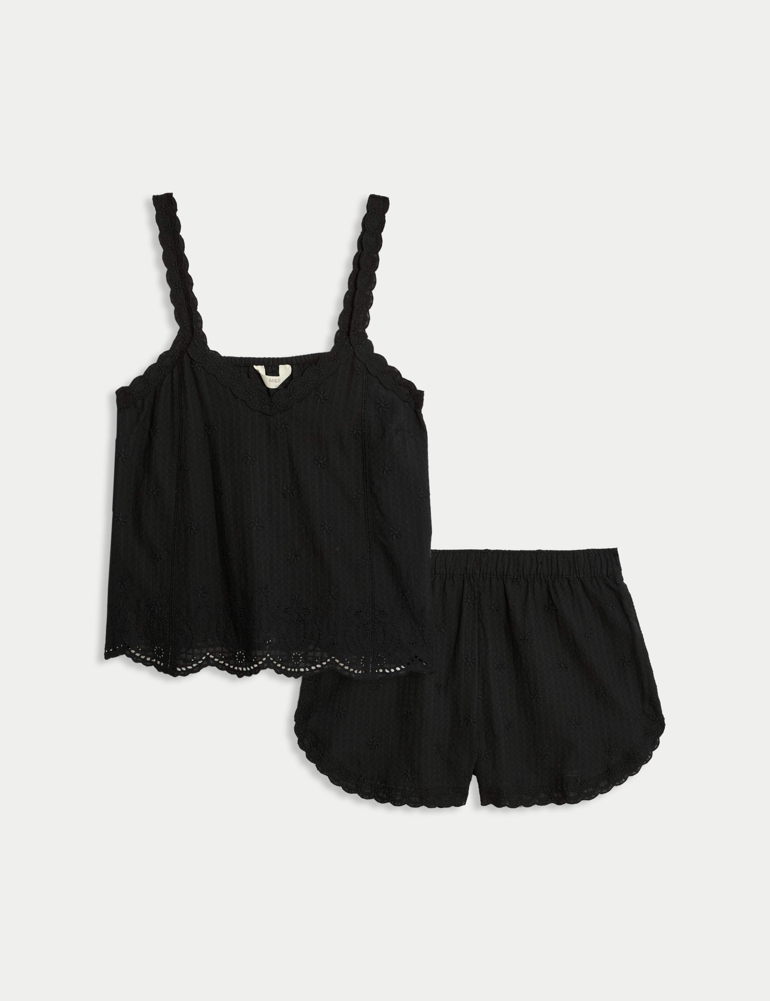 Pure Cotton Broderie Cami Shortie Set 2 of 6