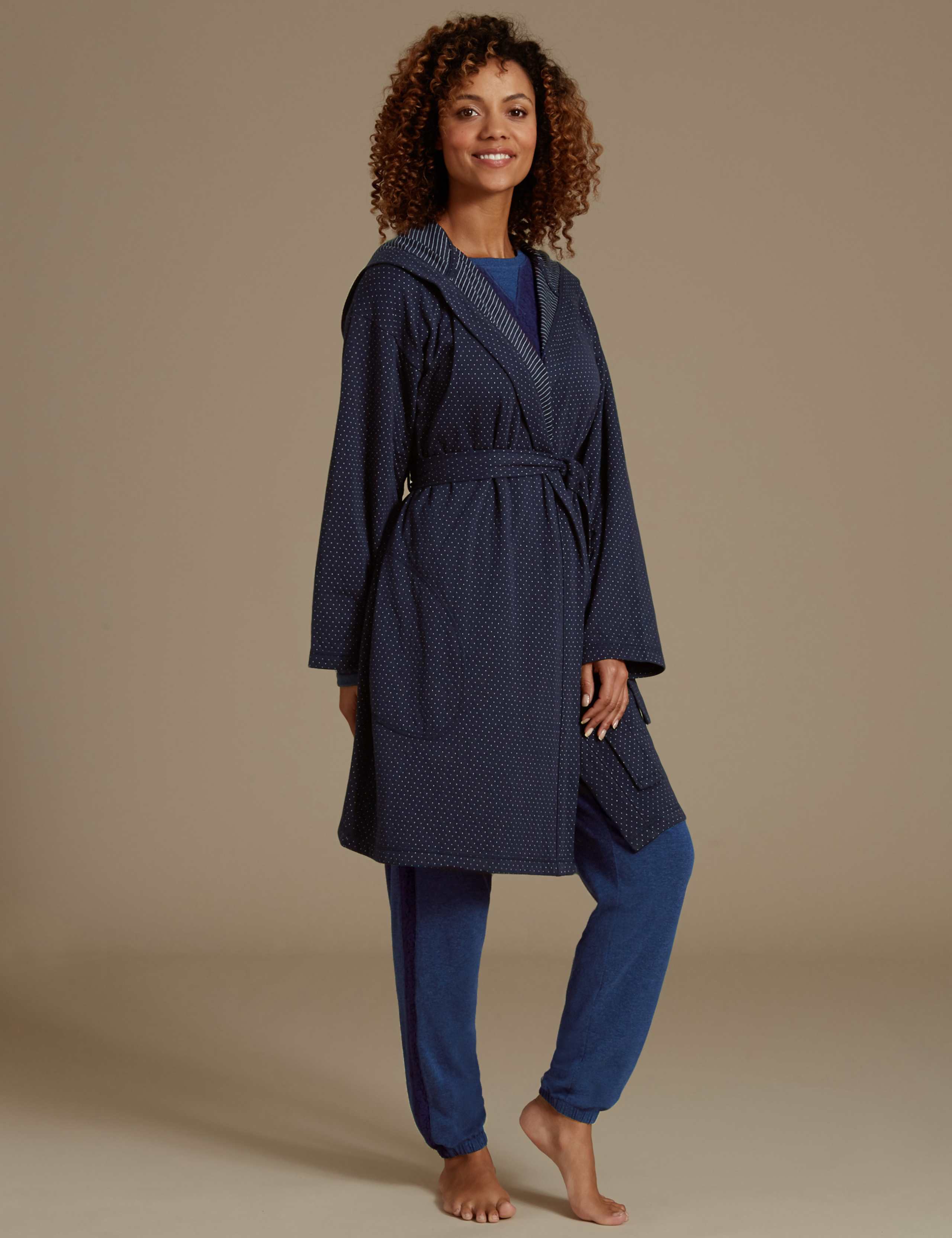 Jersey Double Sided Hooded Dressing Gown 1 of 6