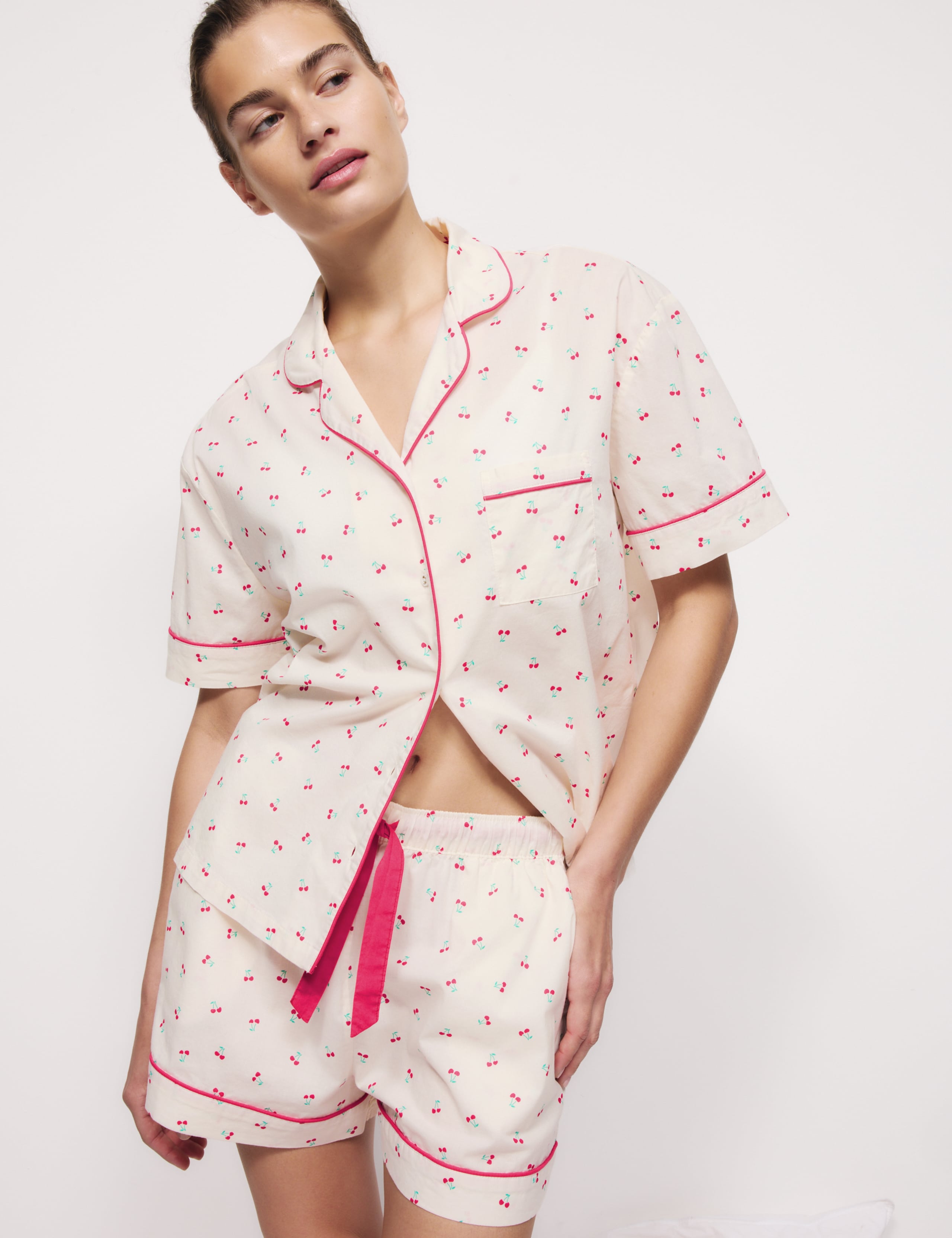 Pure Cotton Printed Revere Shortie Set 3 of 5