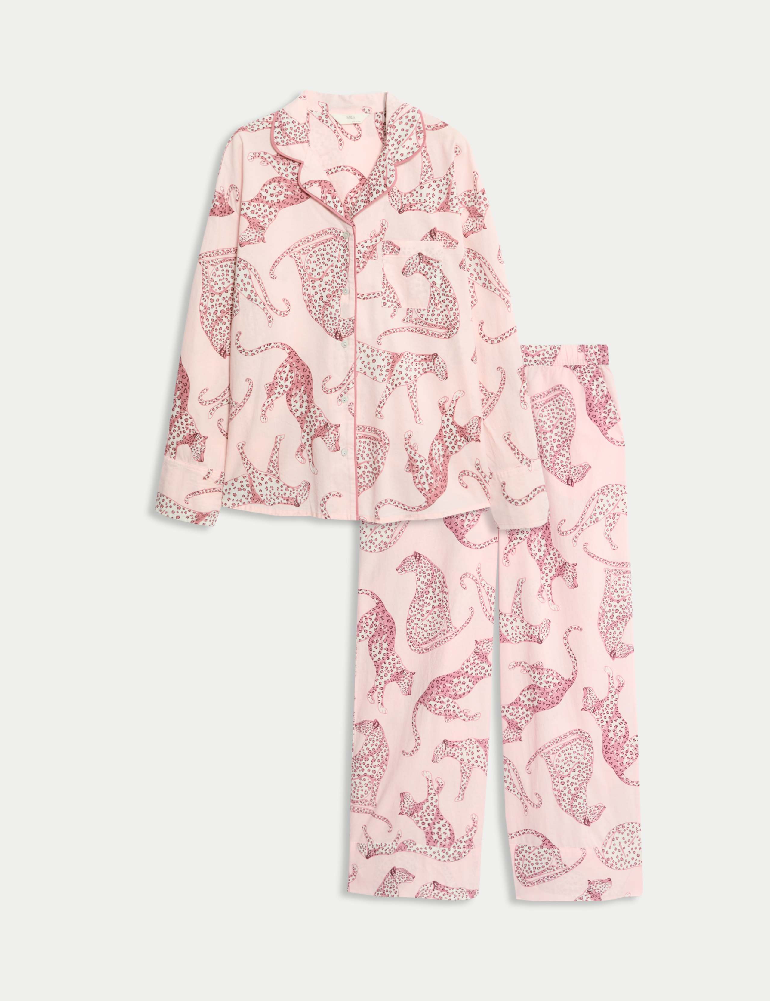 Pure Cotton Animal Print Revere Pyjama Set 2 of 5