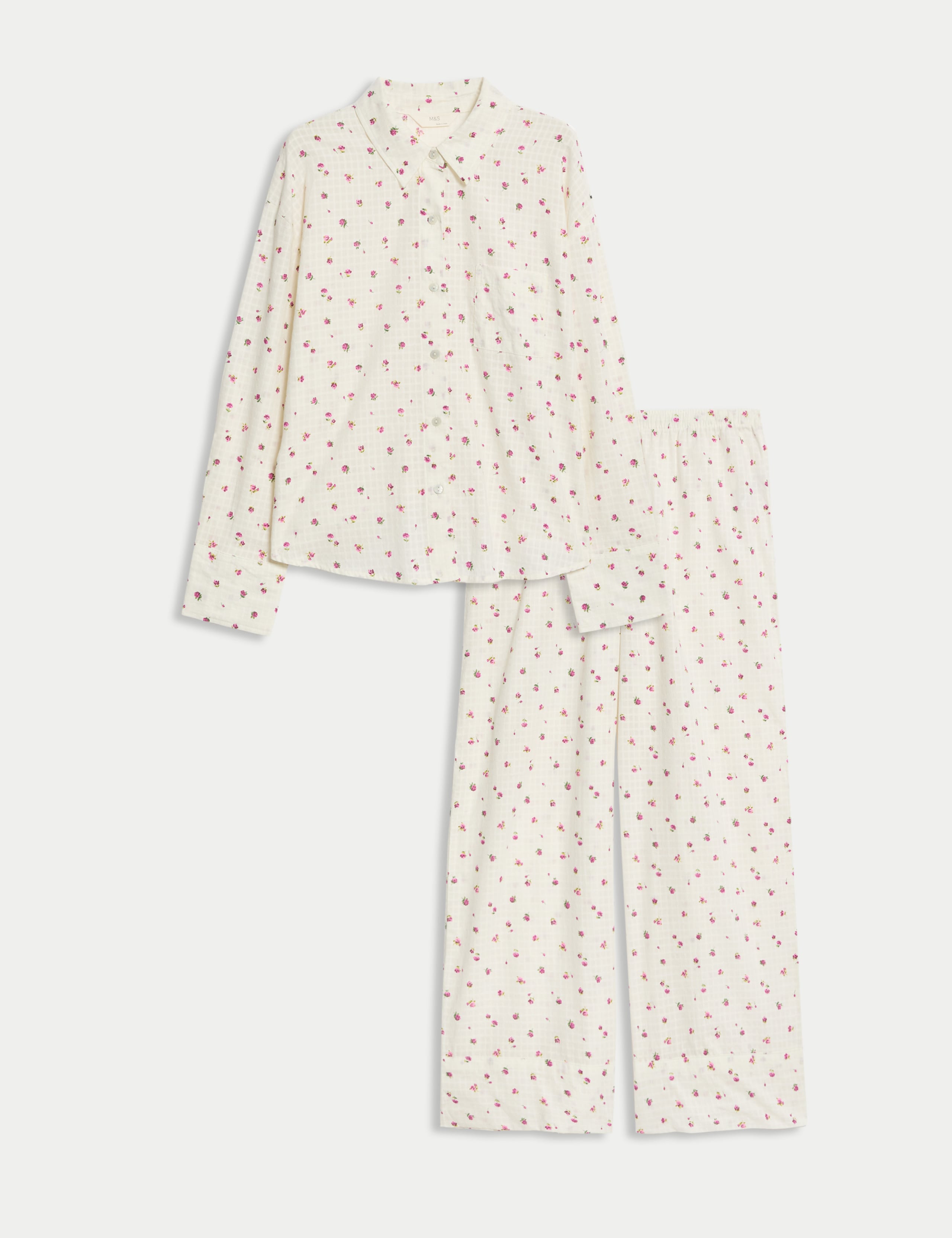 Pure Cotton Dobby Floral Pyjama Set 2 of 5