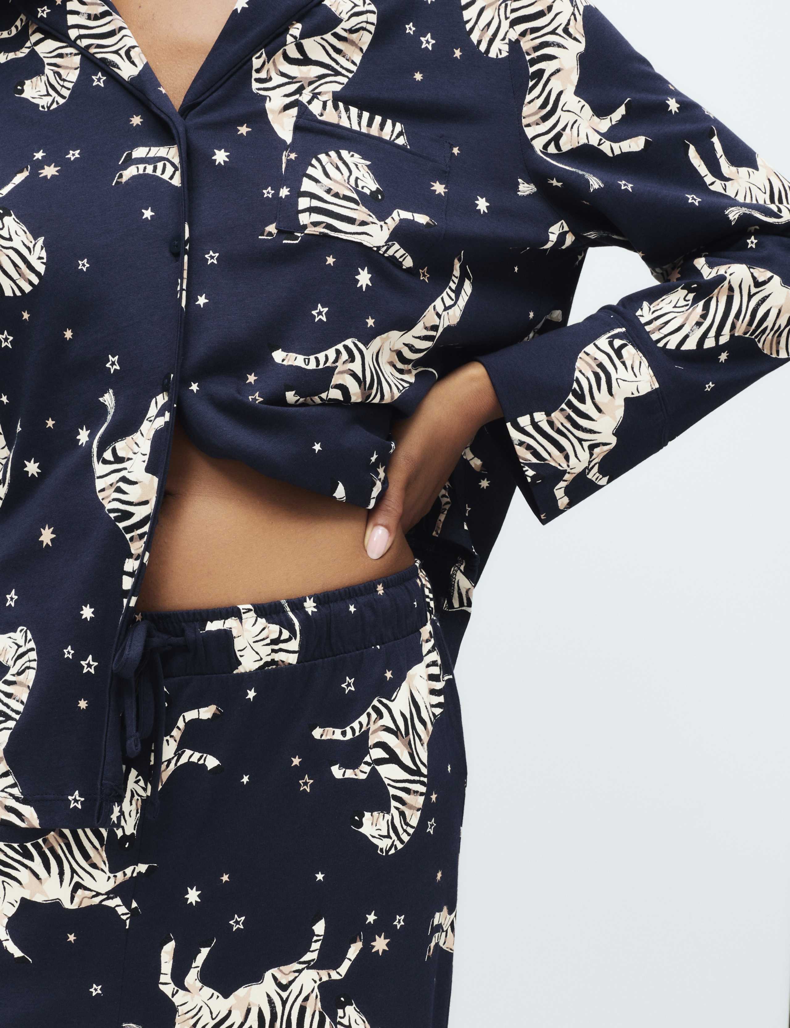 Cotton Modal Zebra Print Revere Pyjama Set 4 of 5
