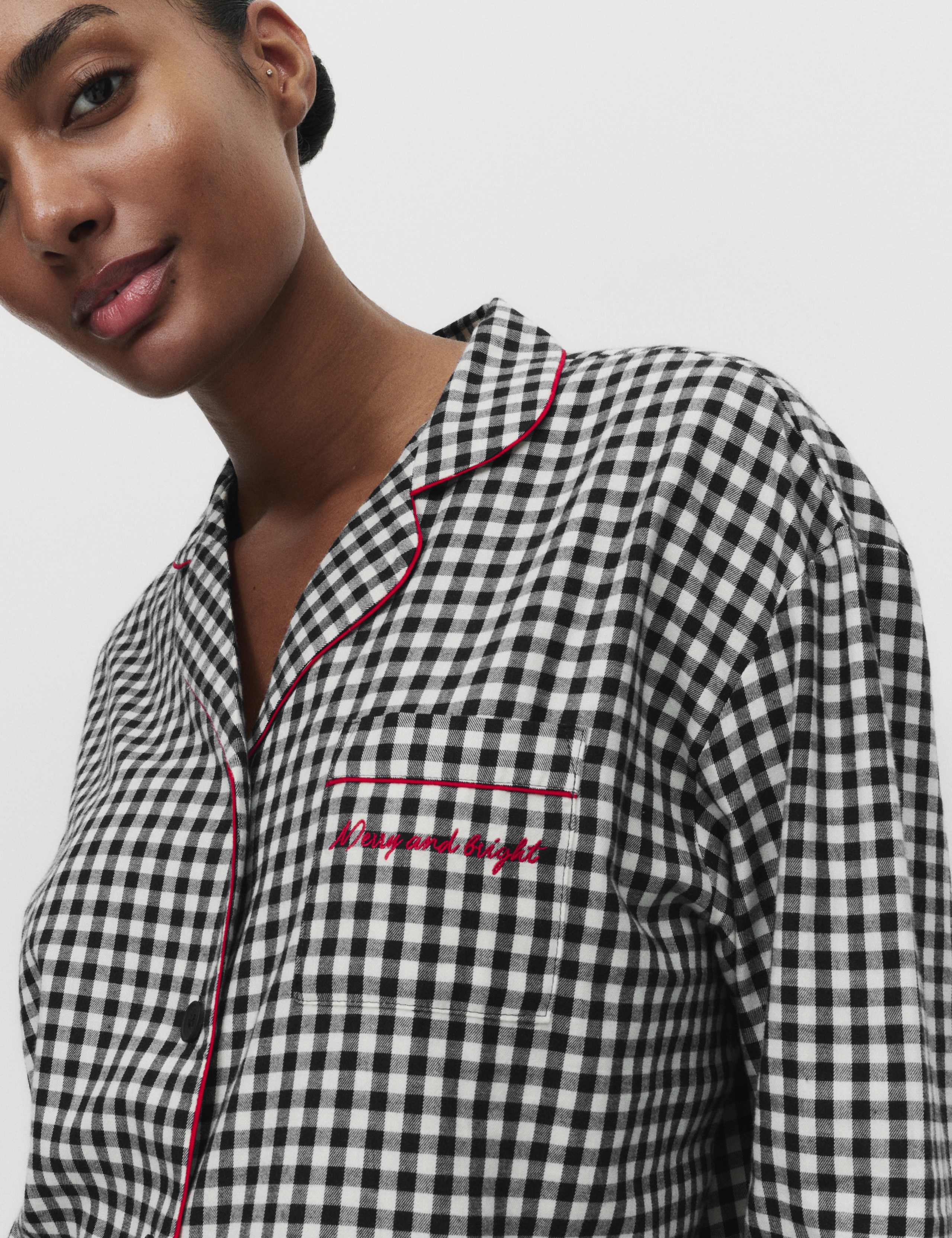Brushed Cotton Gingham Revere Pyjama Set 3 of 5