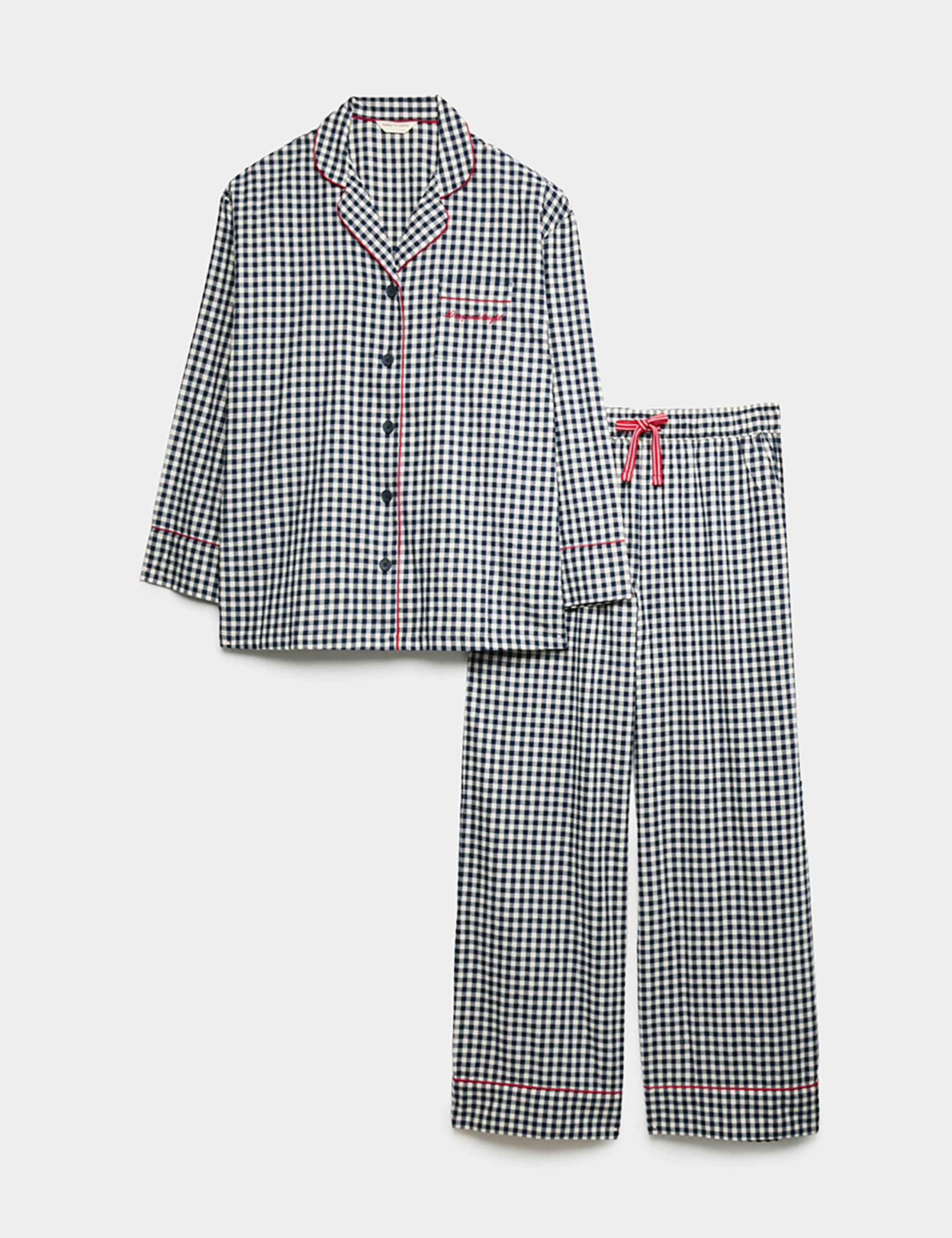Brushed Cotton Gingham Revere Pyjama Set 2 of 5