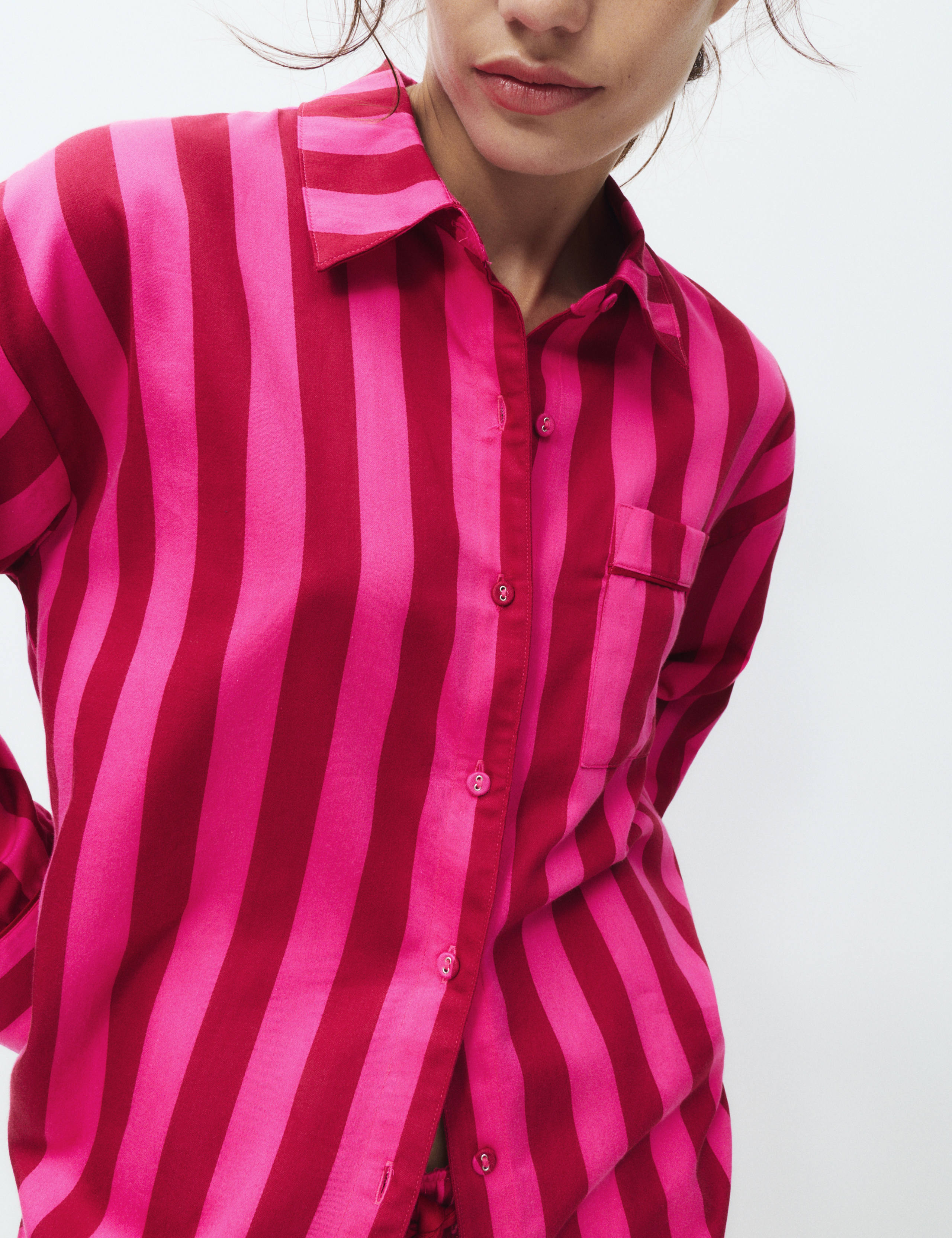 Pure Cotton Sateen Striped Pyjama Set 3 of 5