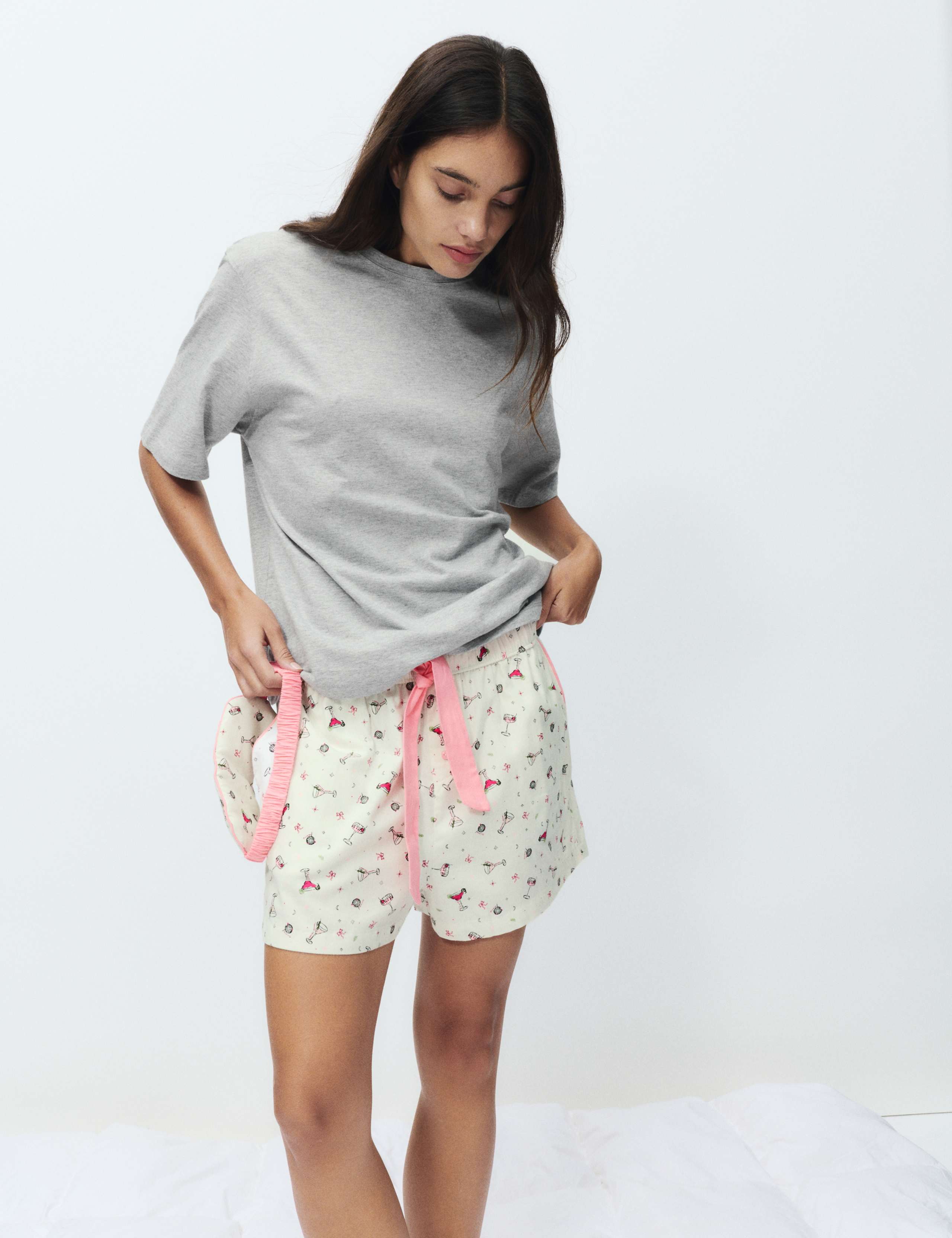 Pure Cotton Printed Shortie Set with Eye Mask 4 of 5