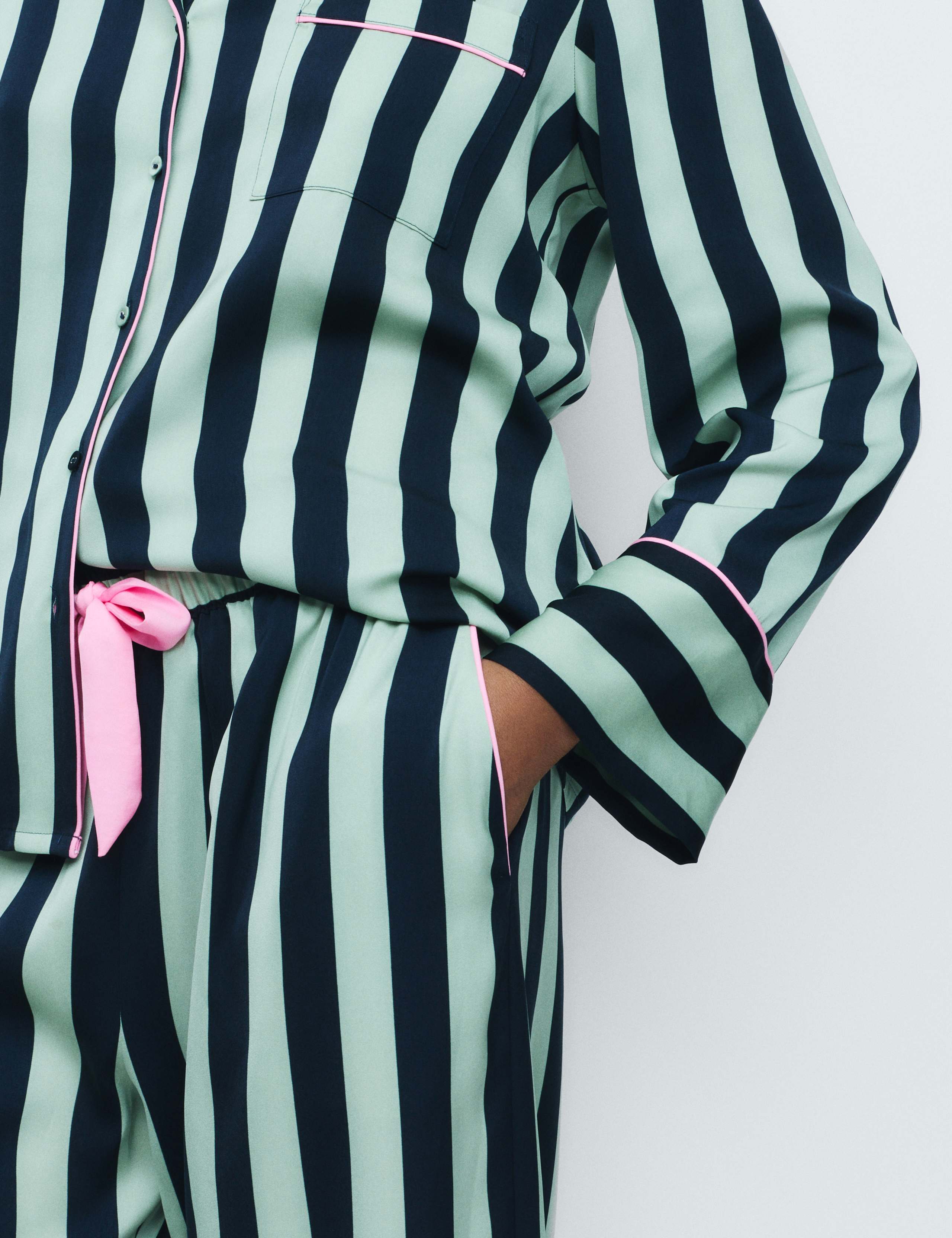 Striped Revere Wide Leg Pyjama Set 3 of 5