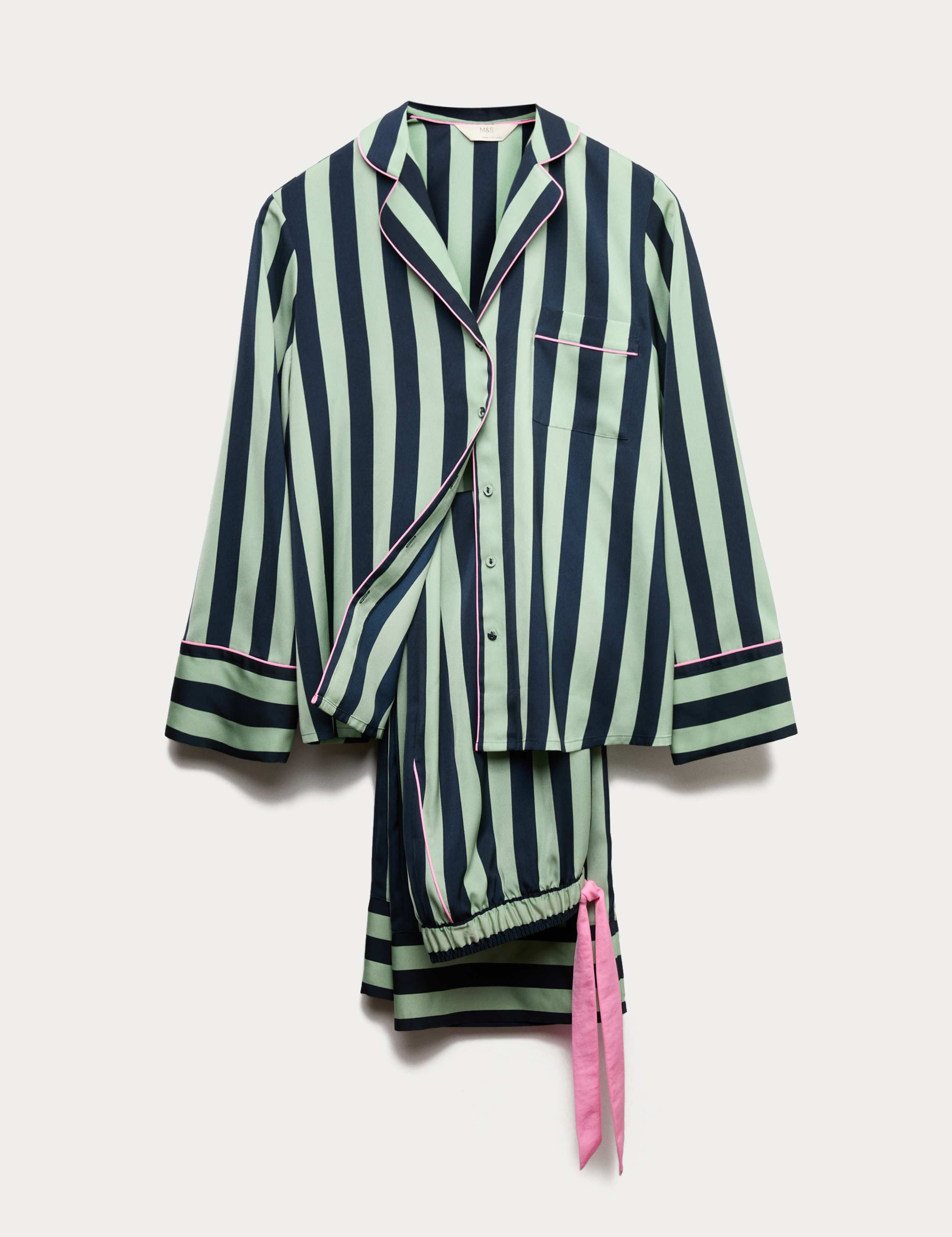 Striped Revere Wide Leg Pyjama Set 2 of 5