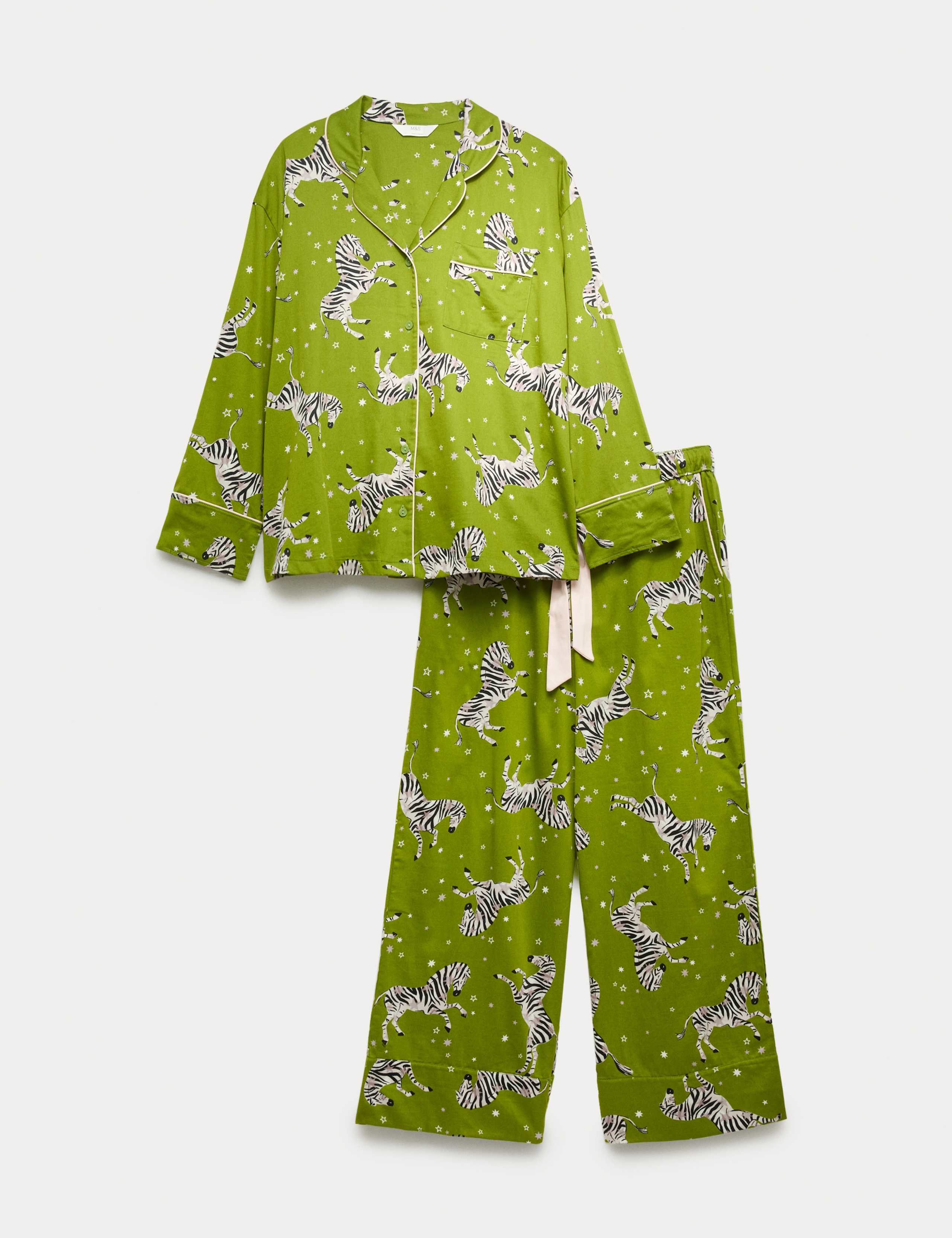 Pure Cotton Sateen Zebra Print Pyjama Set 2 of 5