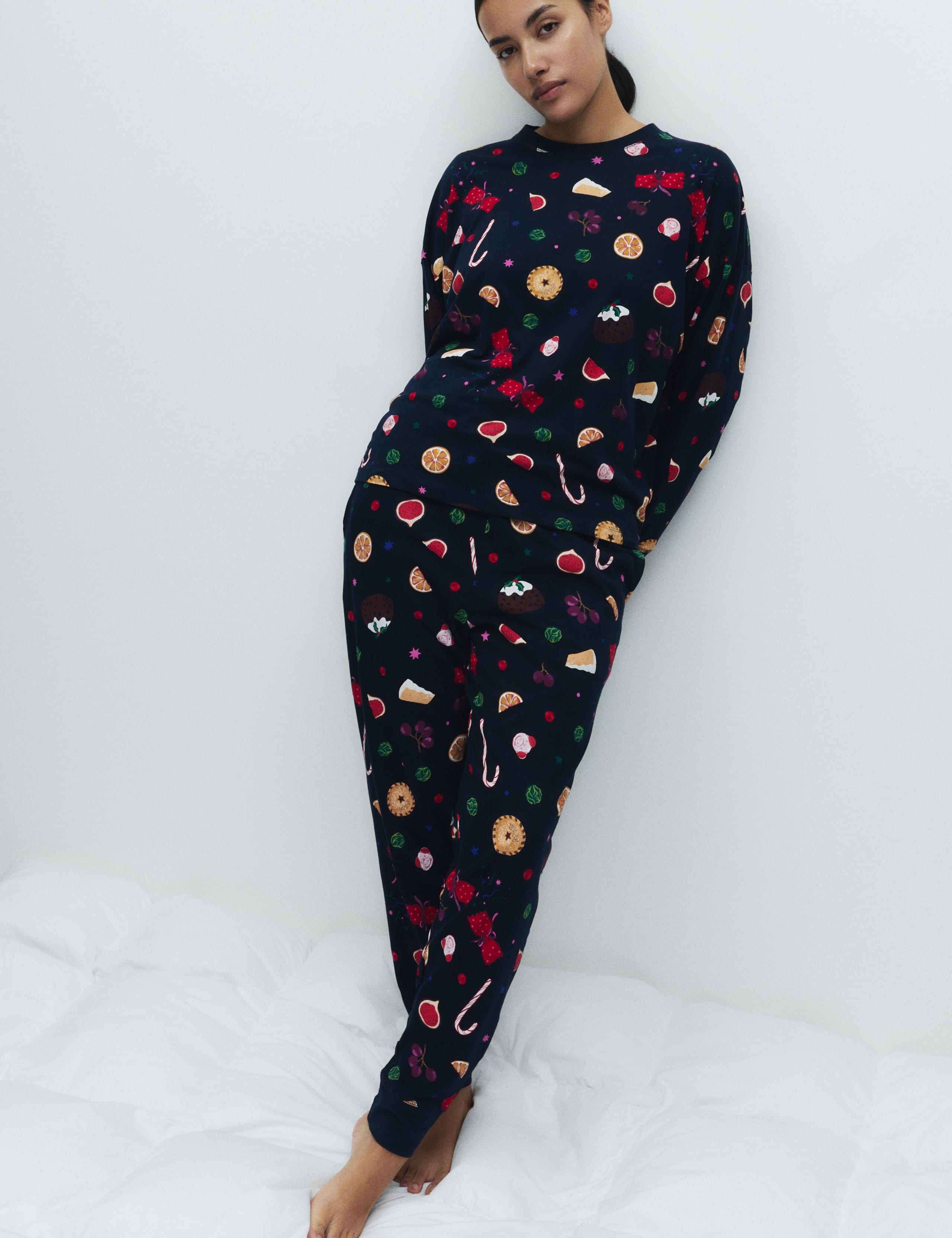 Pure Cotton Christmas Dinner Pyjama Set 4 of 5