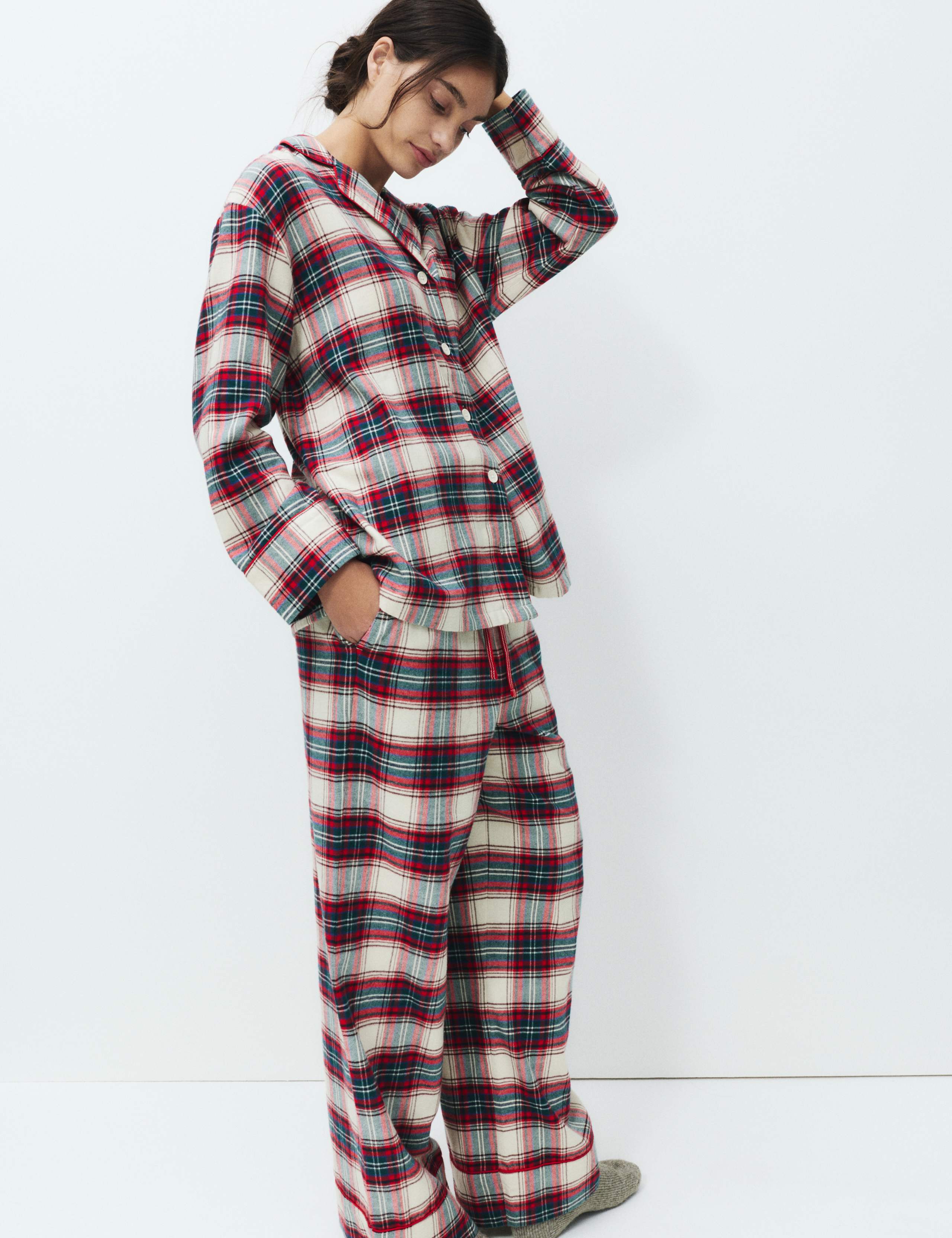 Pure Cotton Checked Revere Pyjama Set 3 of 5