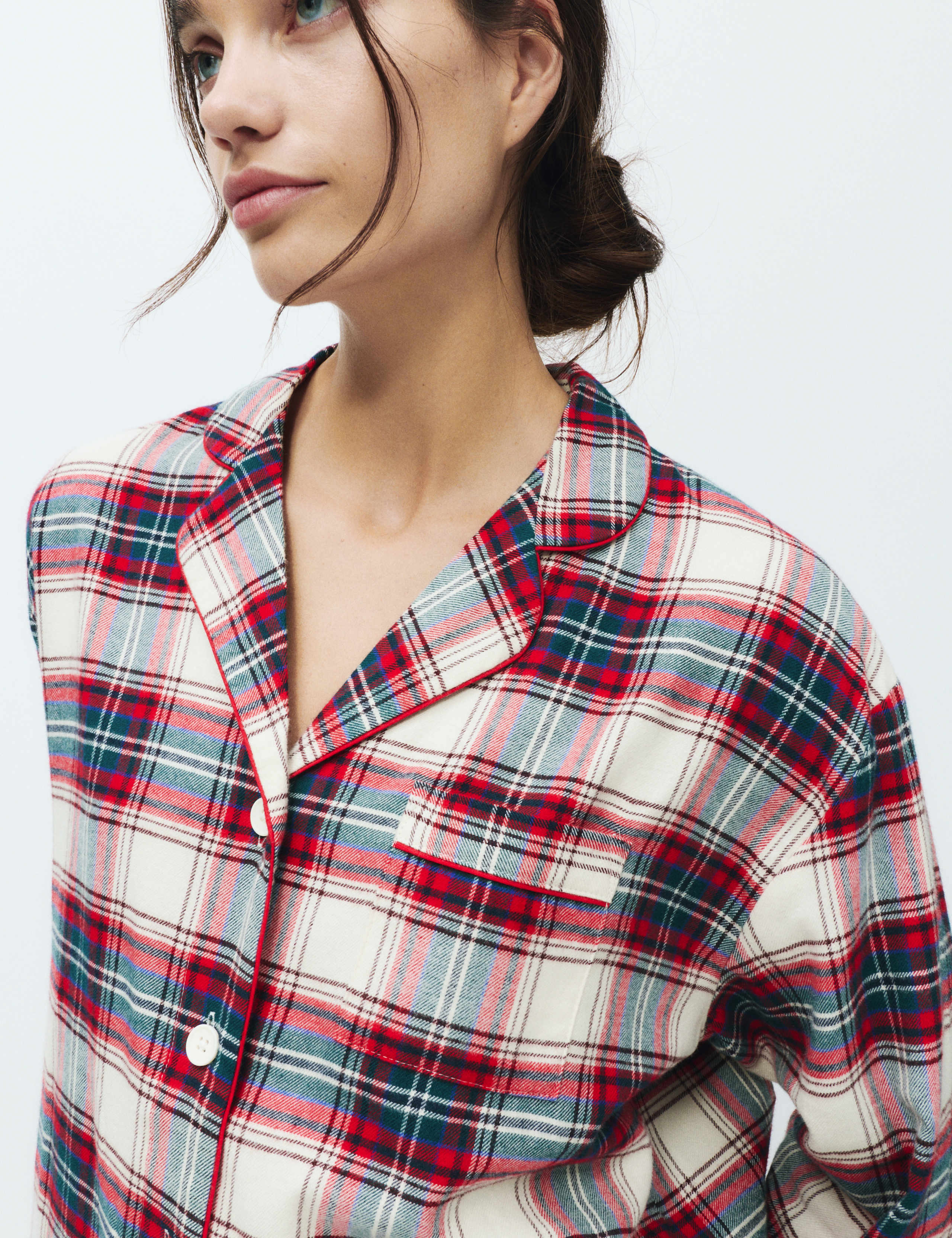 Pure Cotton Checked Revere Pyjama Set 5 of 5