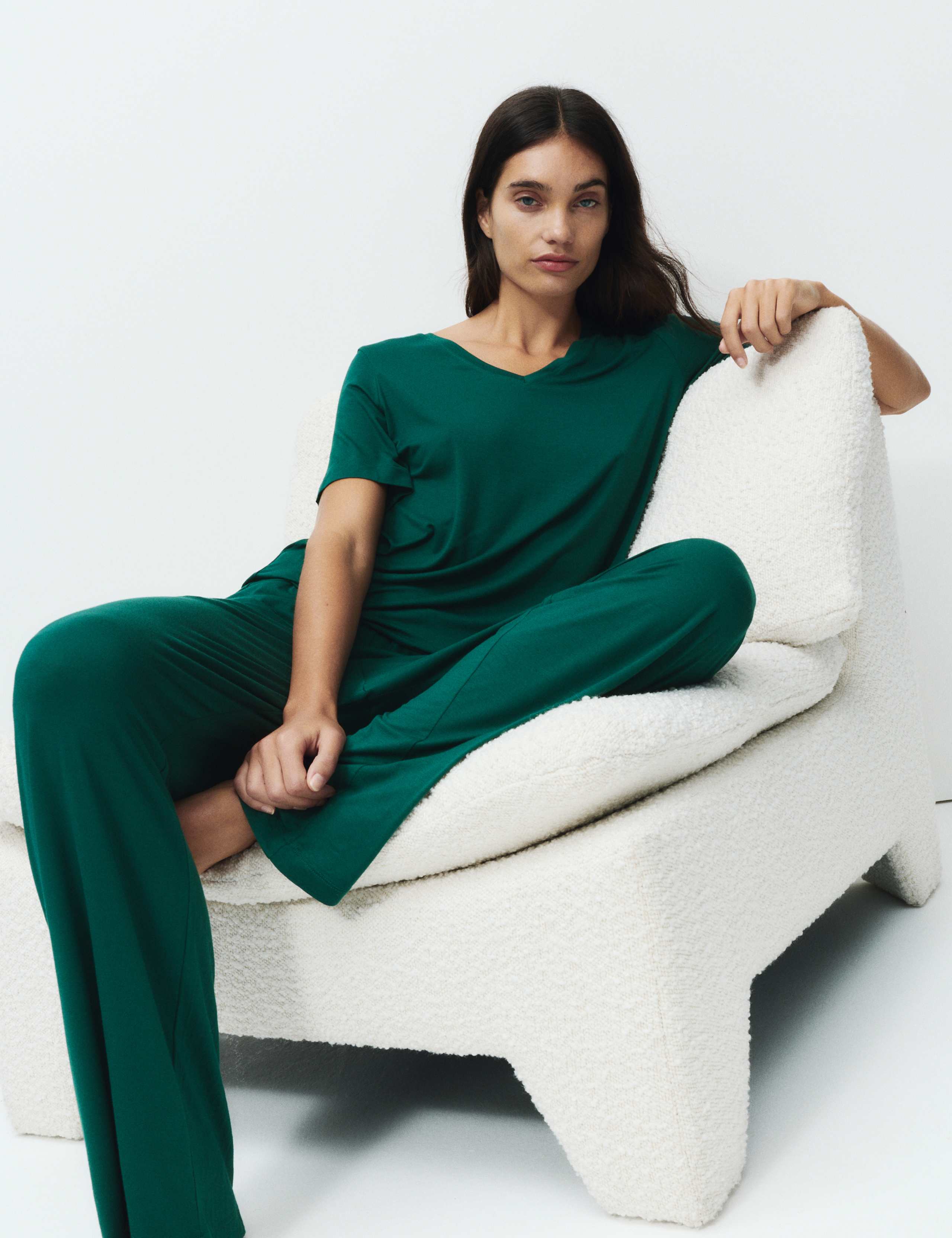 Viscose Lace Trim Pyjama Set 1 of 6