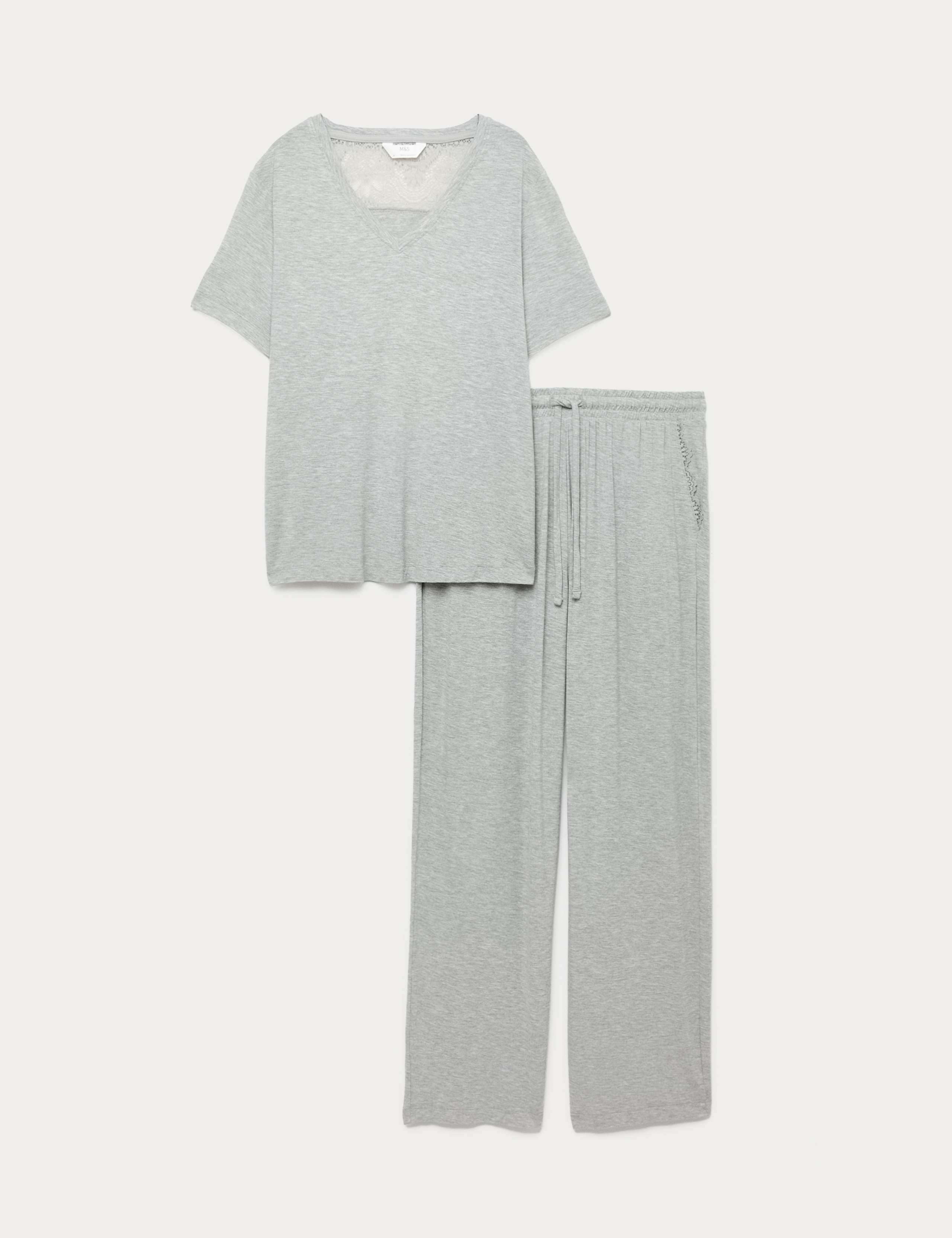 Viscose Lace Trim Pyjama Set 2 of 6