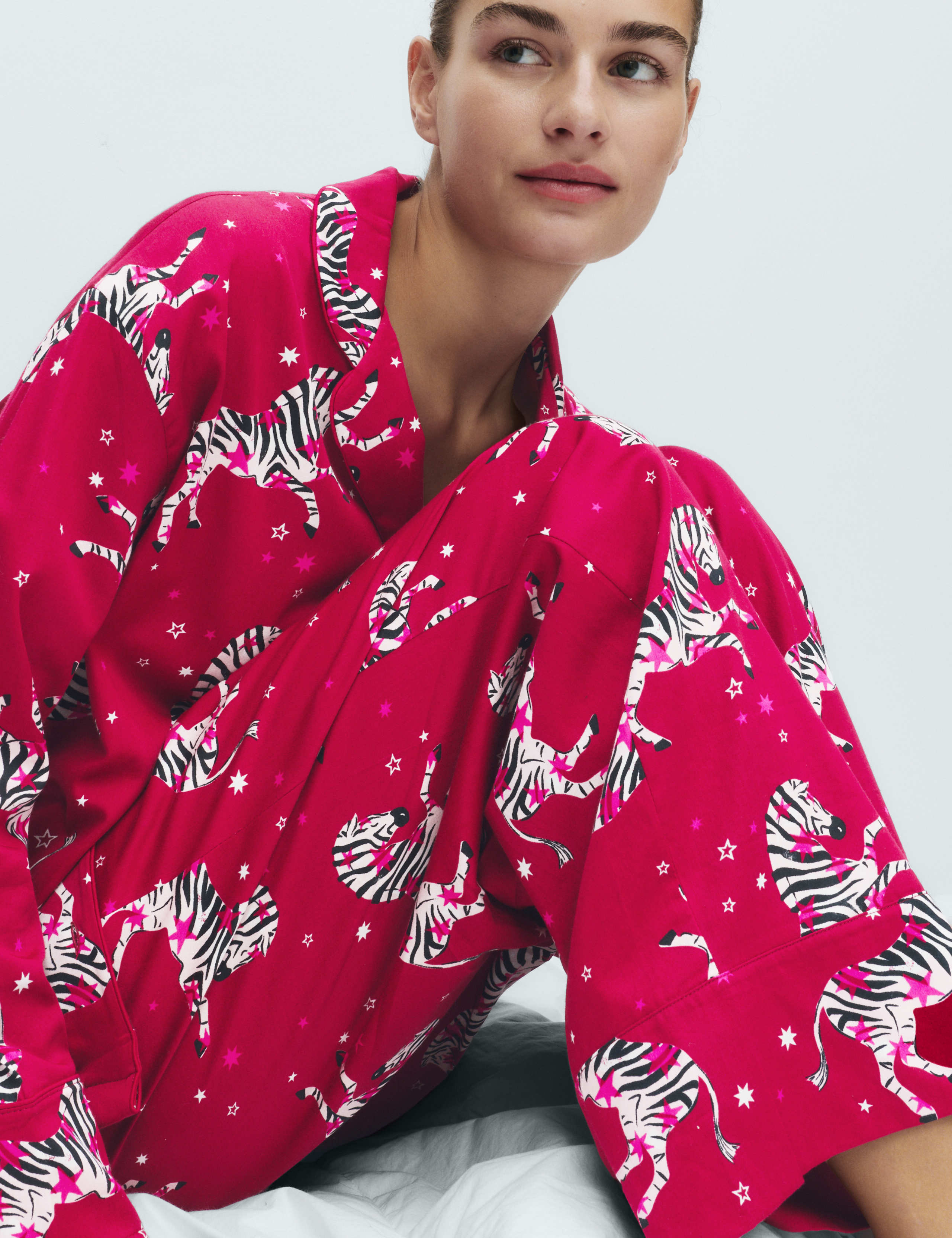 Pure Cotton Zebra Print Revere Pyjama Set 5 of 5