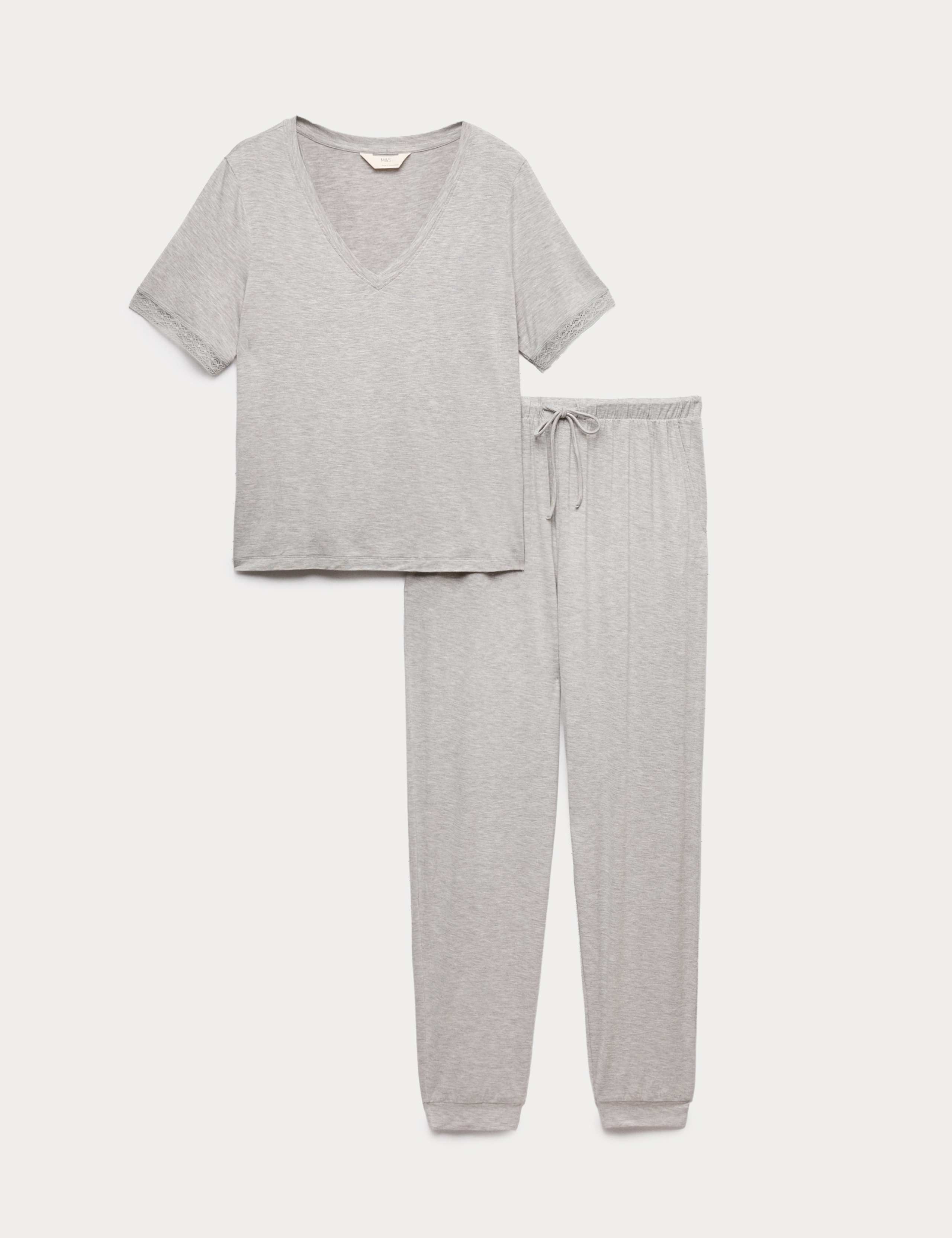 Lace Trim Cuffed Hem Pyjama Set 2 of 5