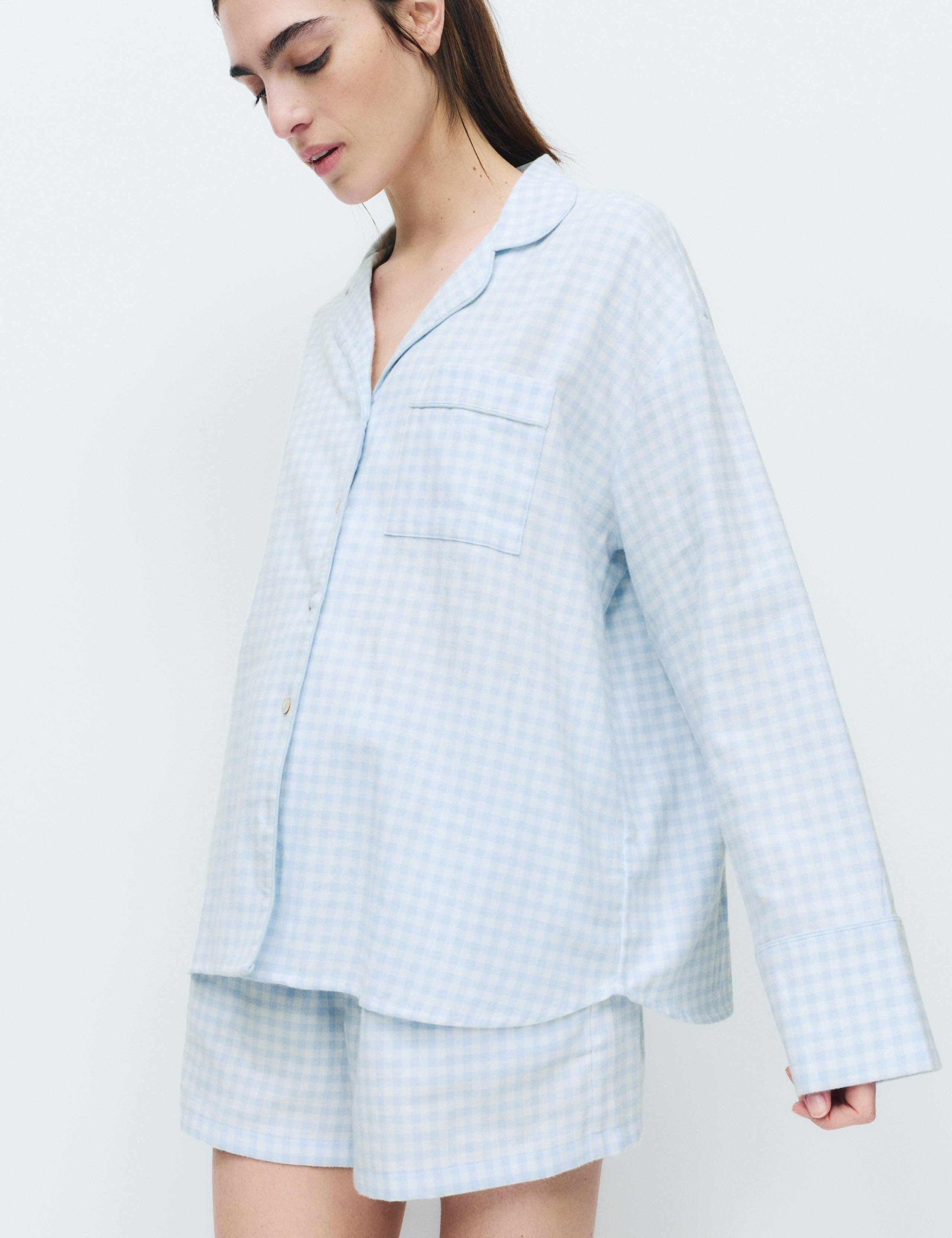 Pure Cotton Gingham Revere Shortie Set 5 of 5