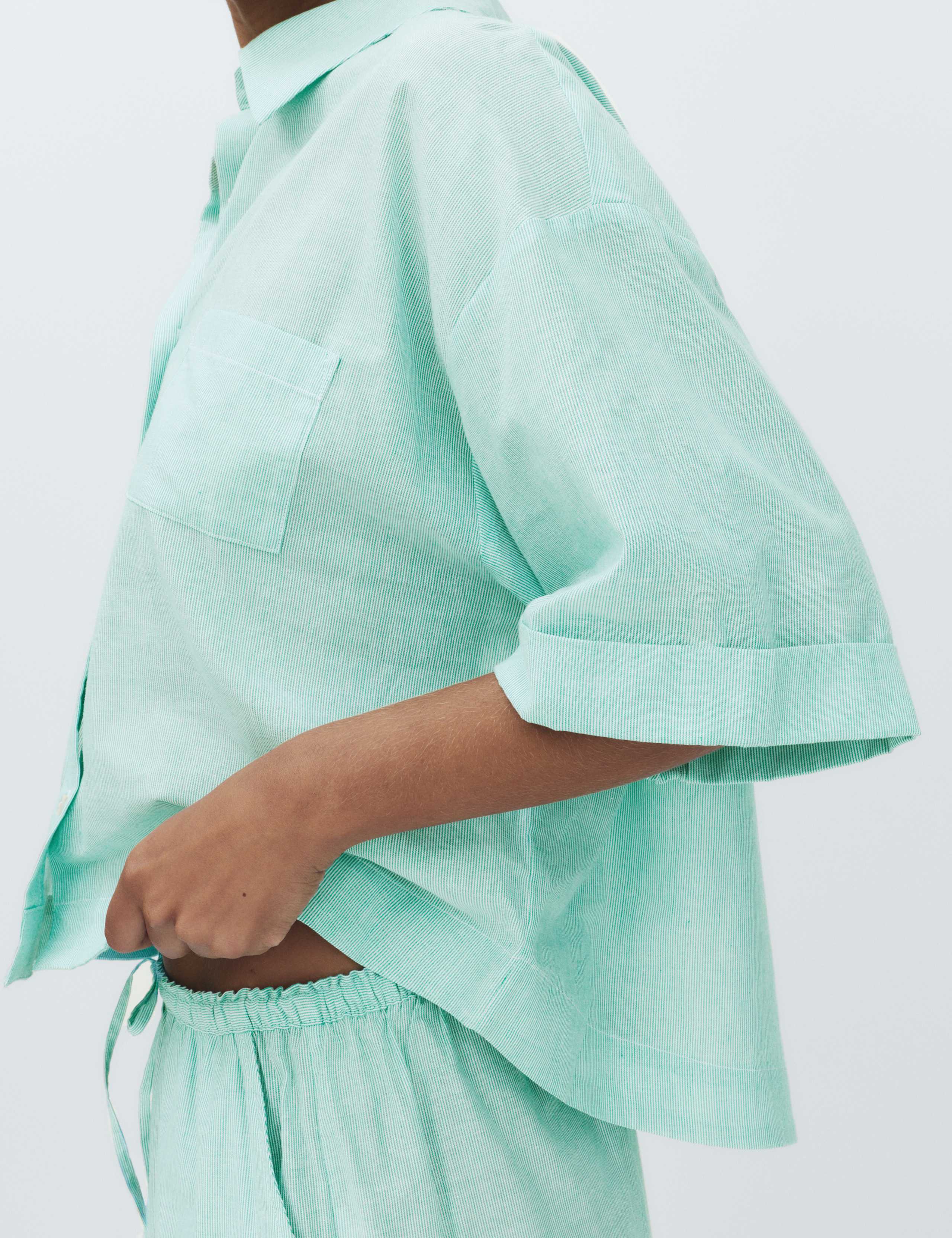 Pure Cotton Striped Shortie Pyjama Set 3 of 6