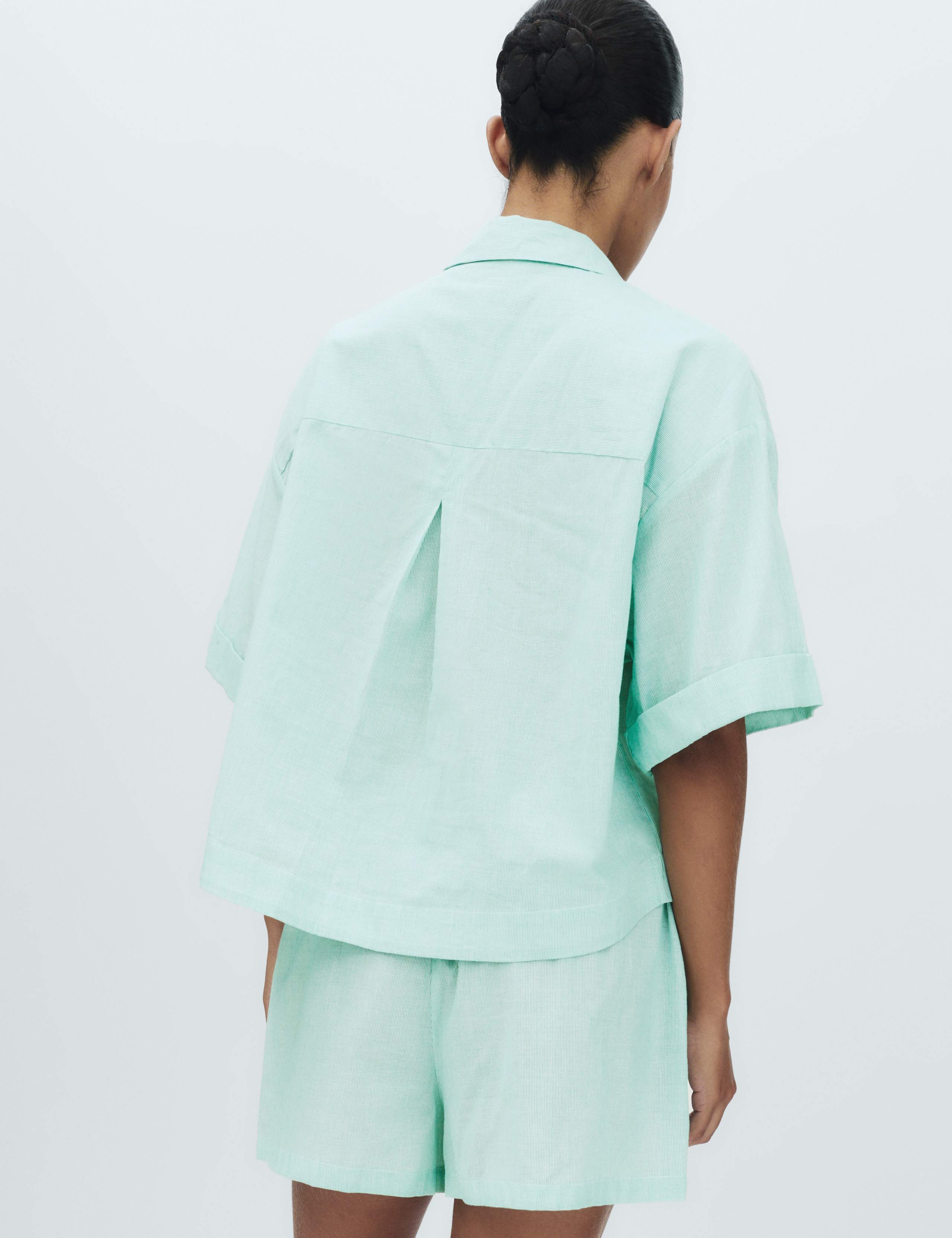 Pure Cotton Striped Shortie Pyjama Set 4 of 6