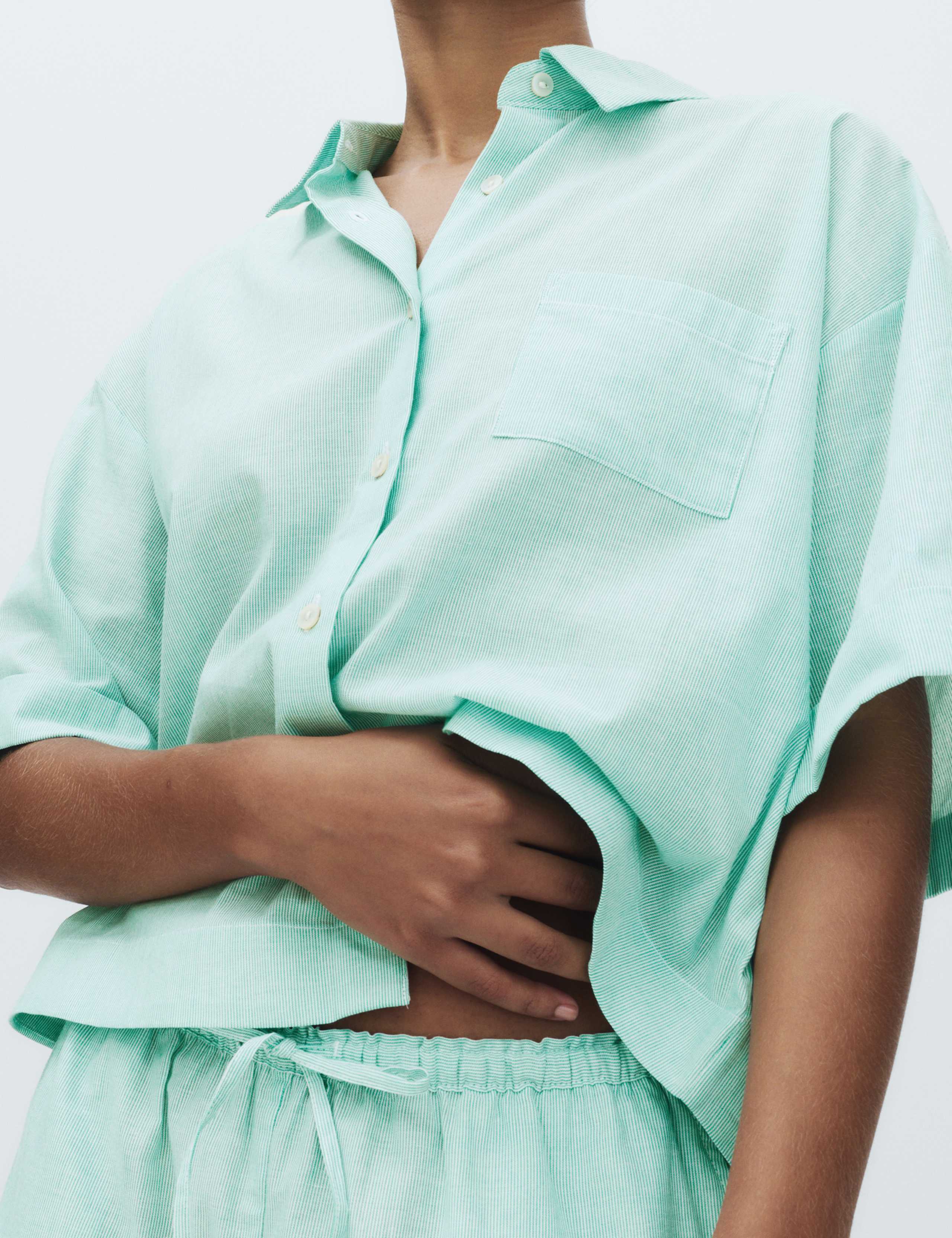 Pure Cotton Striped Shortie Pyjama Set 6 of 6