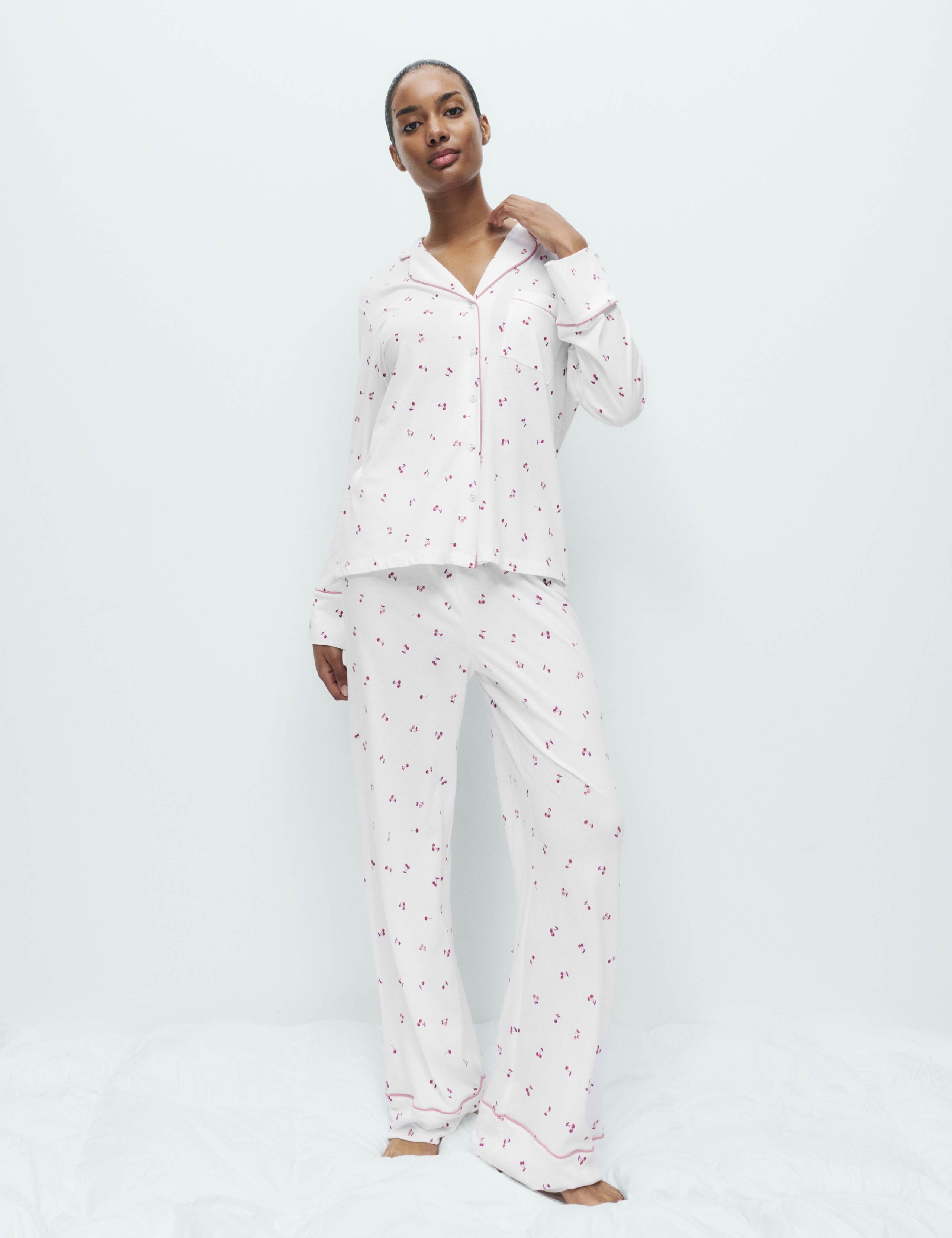 Cotton Modal Cherry Print Pyjama Set 1 of 6