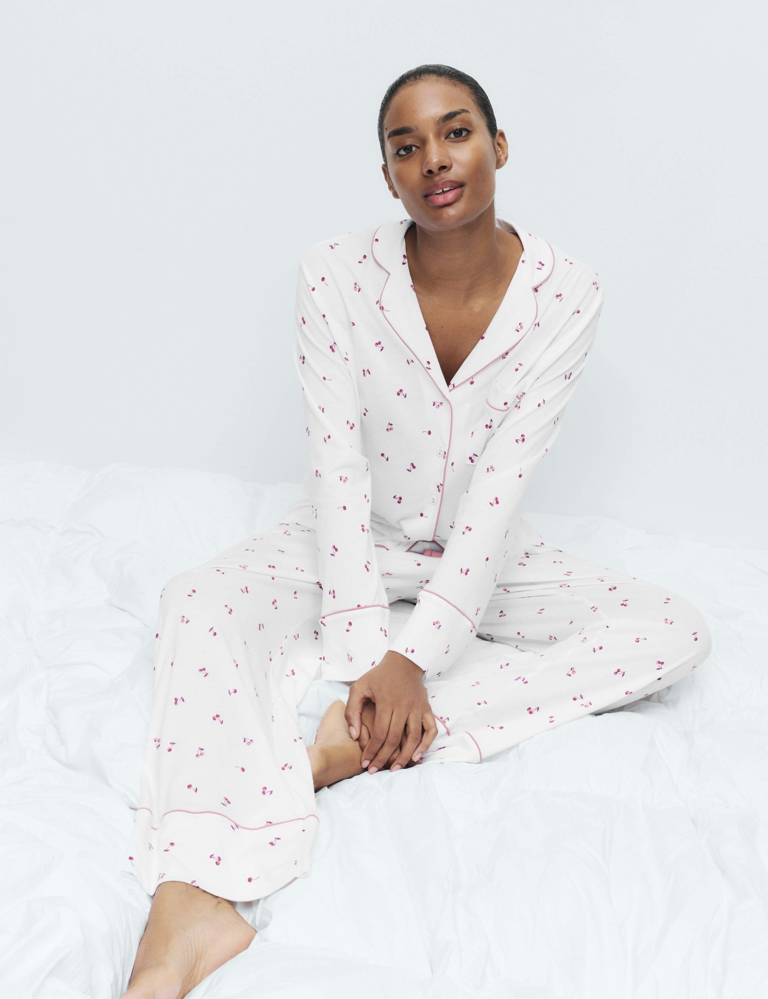 Cotton Modal Cherry Print Pyjama Set 6 of 6