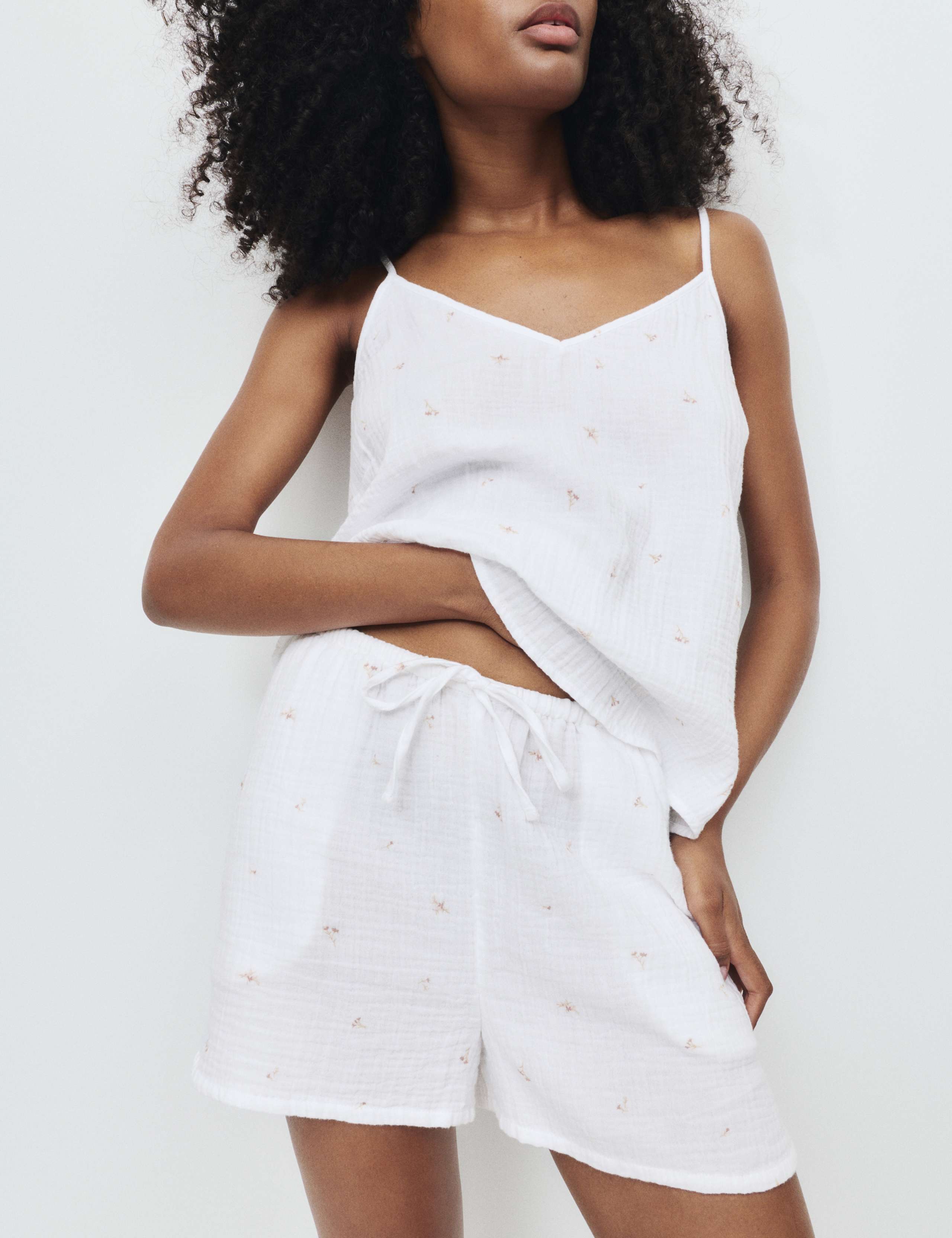 Pure Cotton Muslin Printed Cami Shortie Set 3 of 6