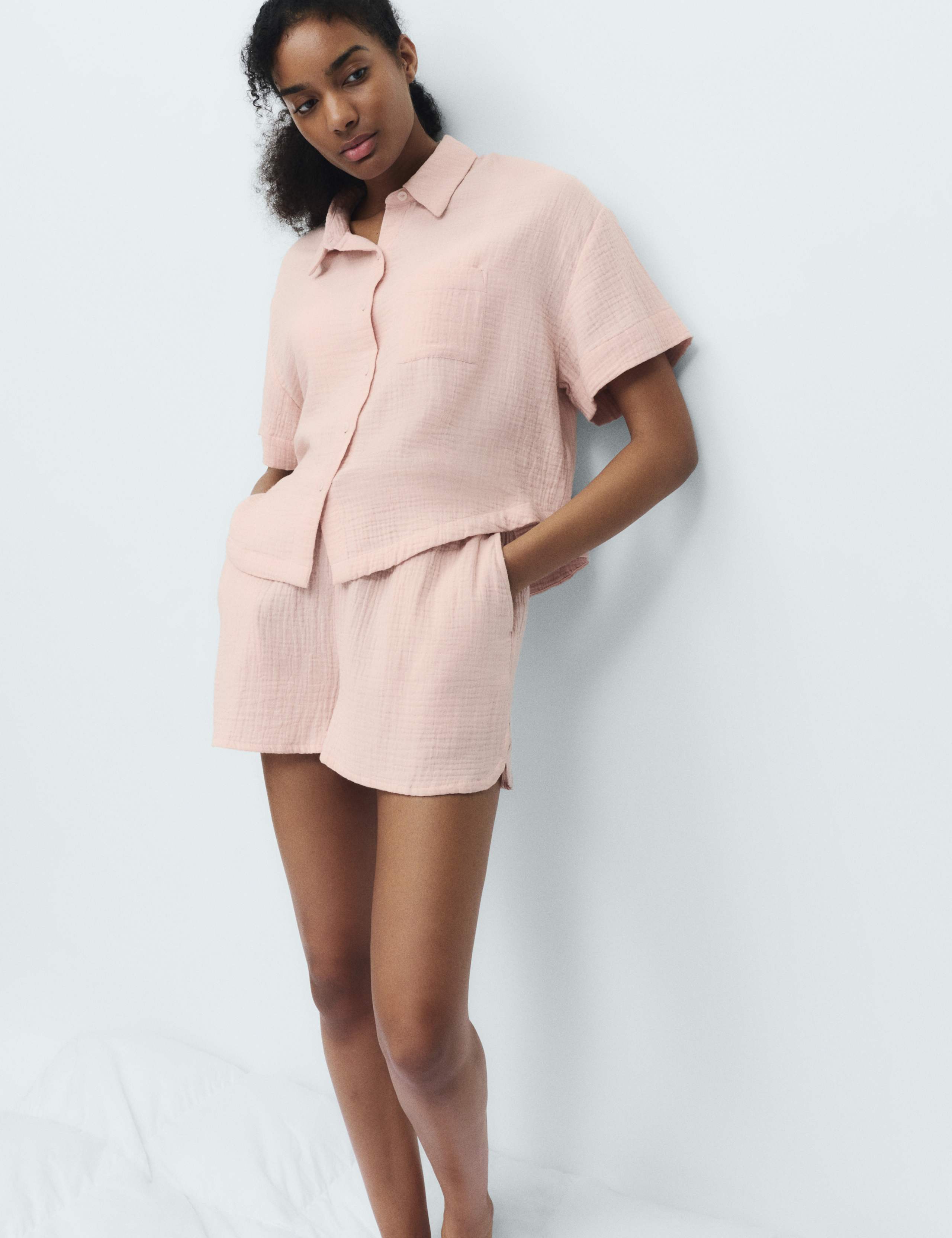 Pure Cotton Muslin Shortie Pyjama Set 4 of 6