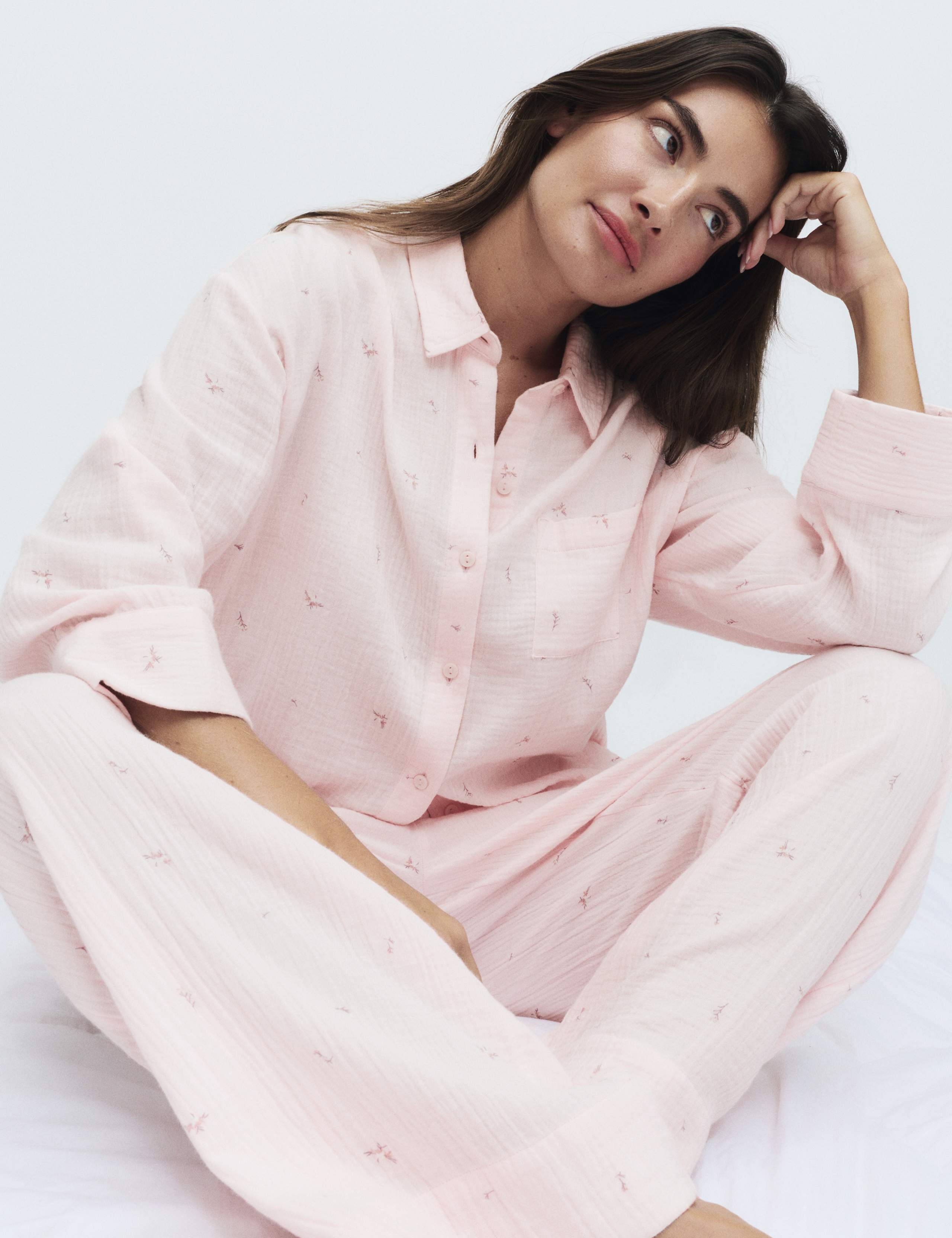 Pure Cotton Muslin Floral Pyjama Set 1 of 6